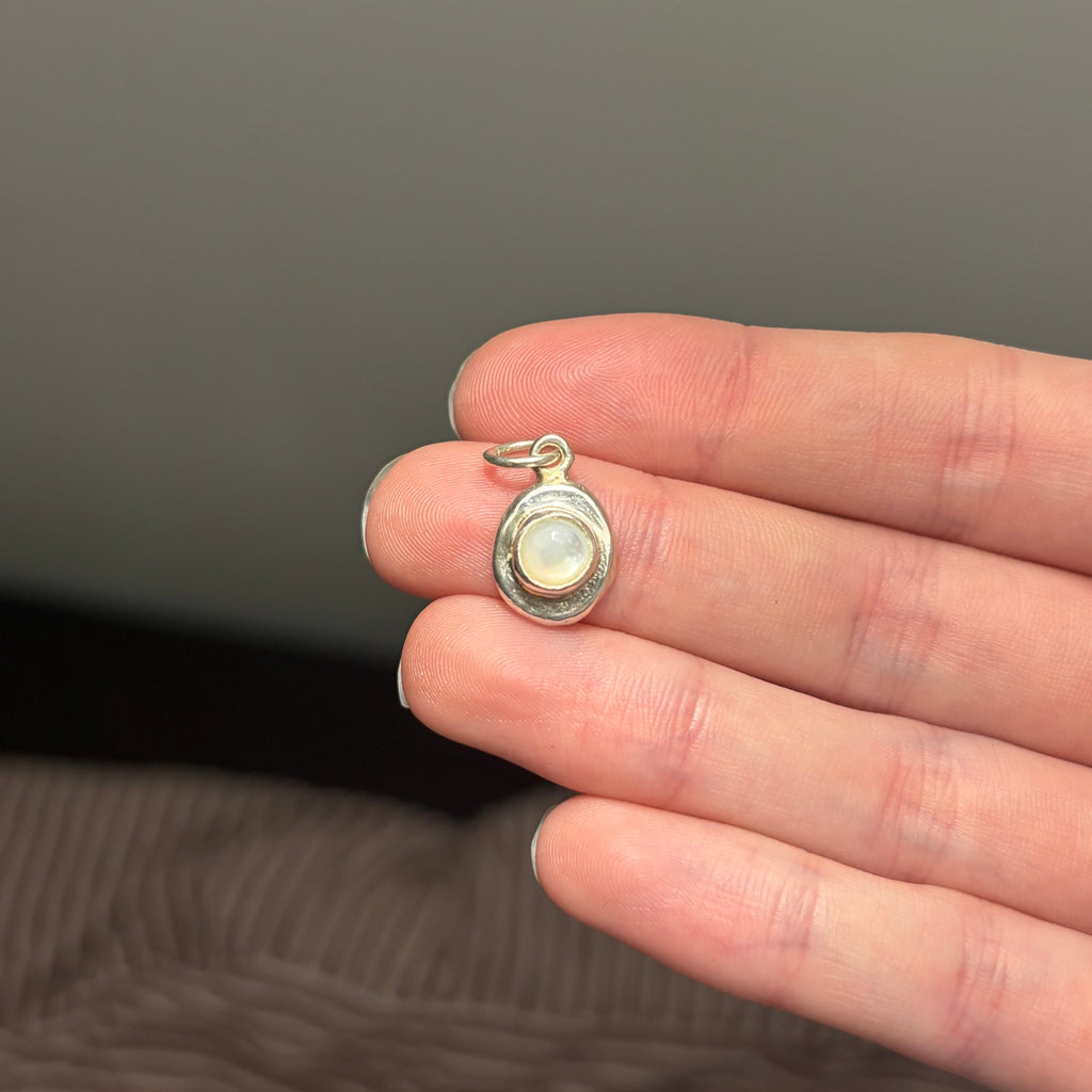 Mother of Pearl and Recycled Silver Dainty Necklace Pendant
