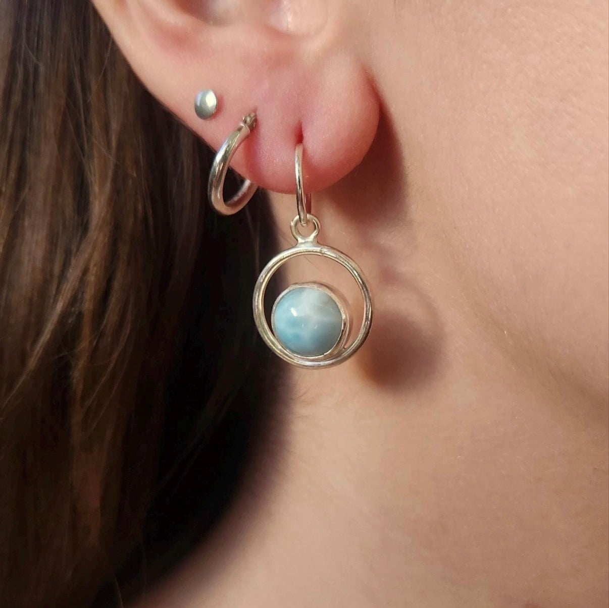 Larimar Hoop Earrings