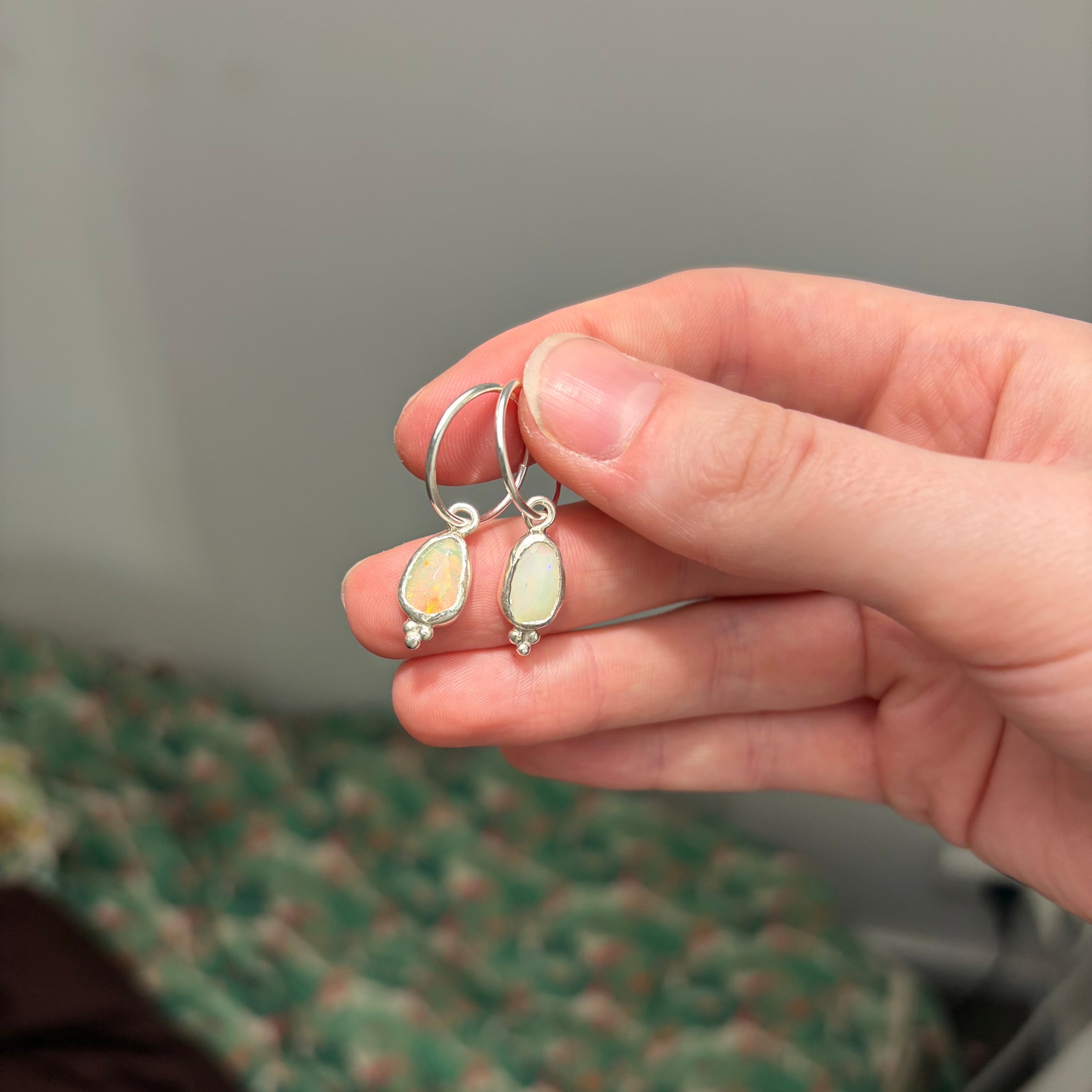 Ethiopian Opal Rose Cut Earrings