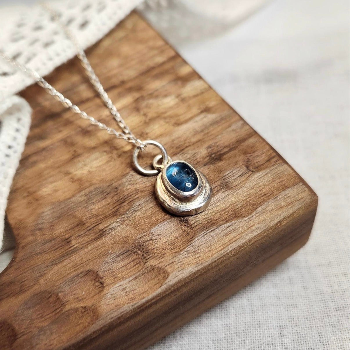 Kyanite and Recycled Silver Necklace Pendant