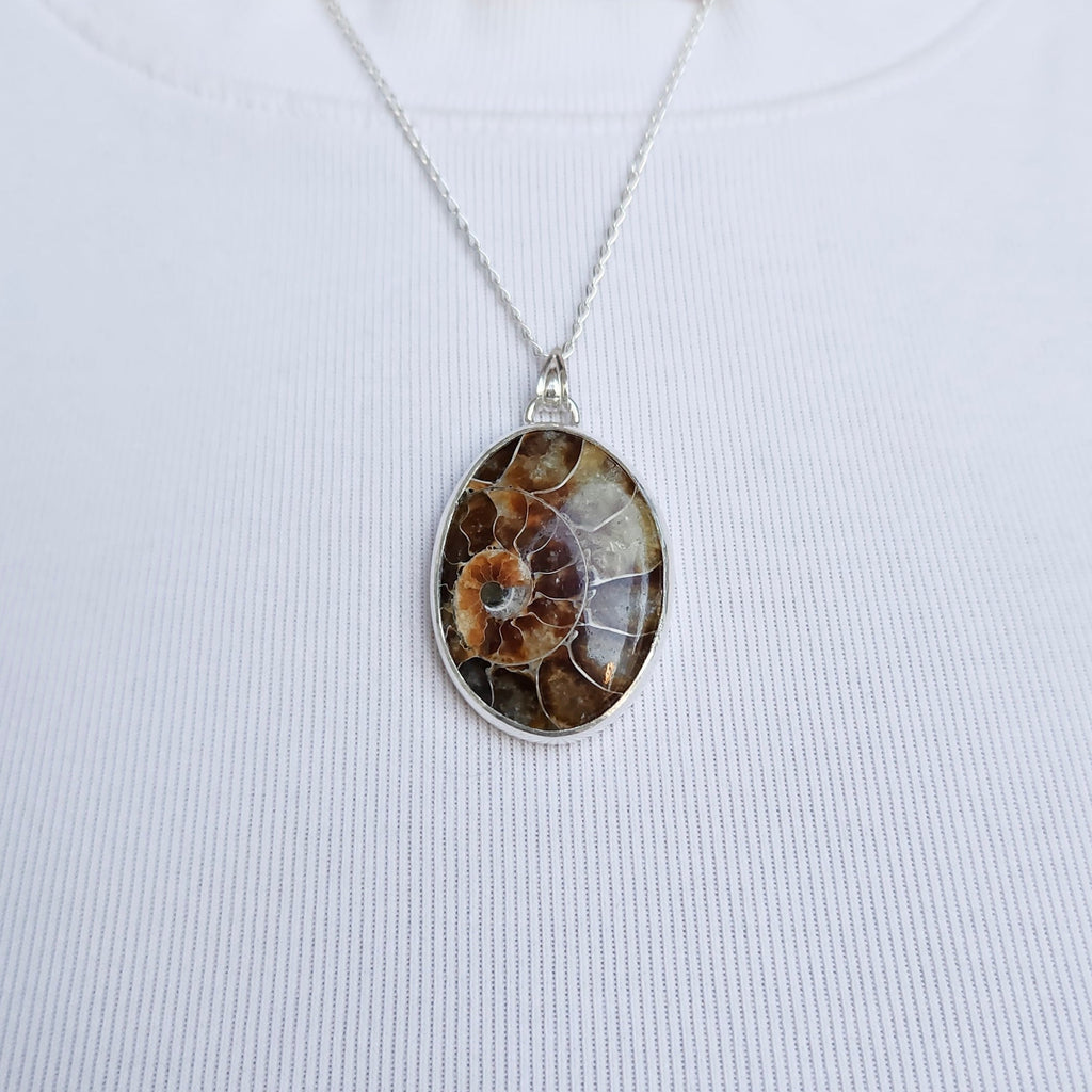 Ammonite Fossil Statement Necklace Pendant
