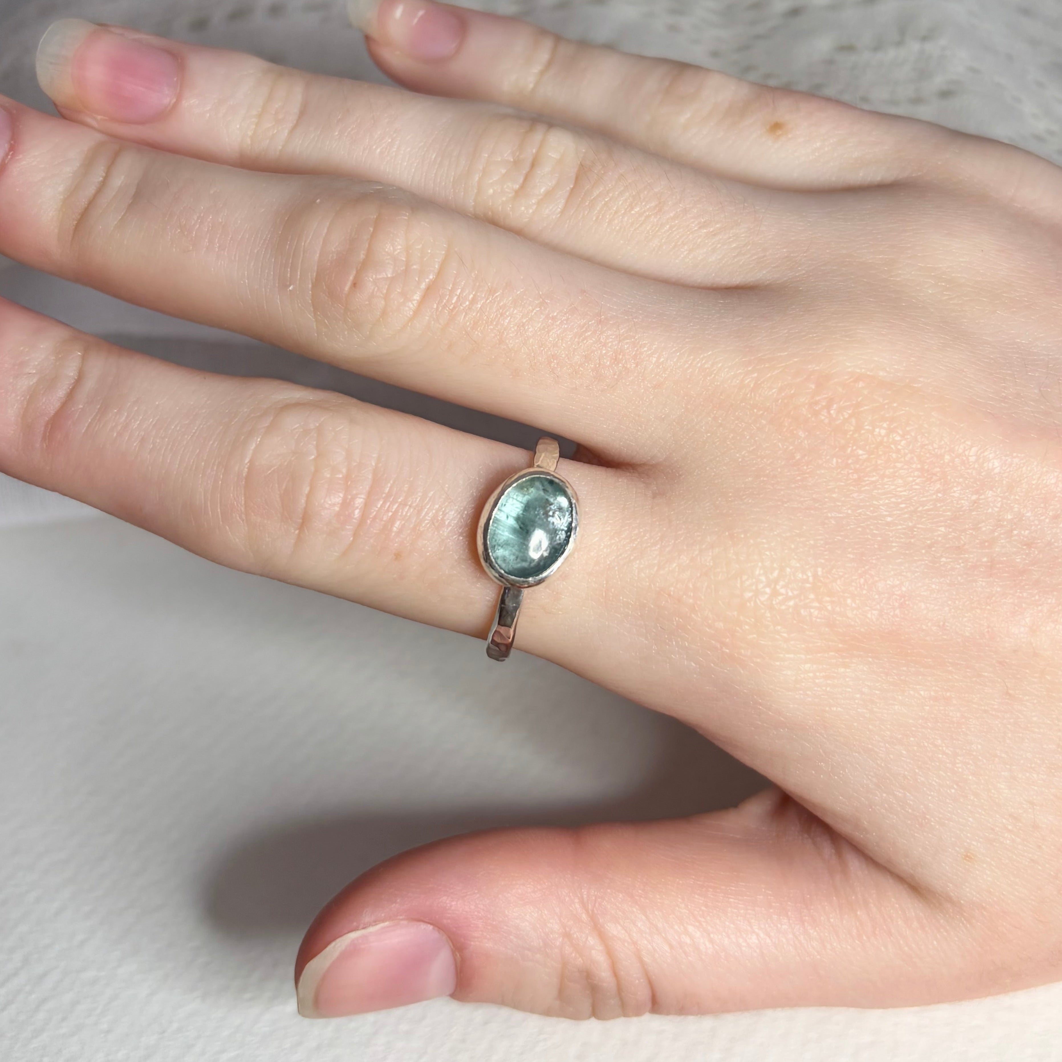 Kyanite Hammered Ring | Size 10 / Size T 1/2
