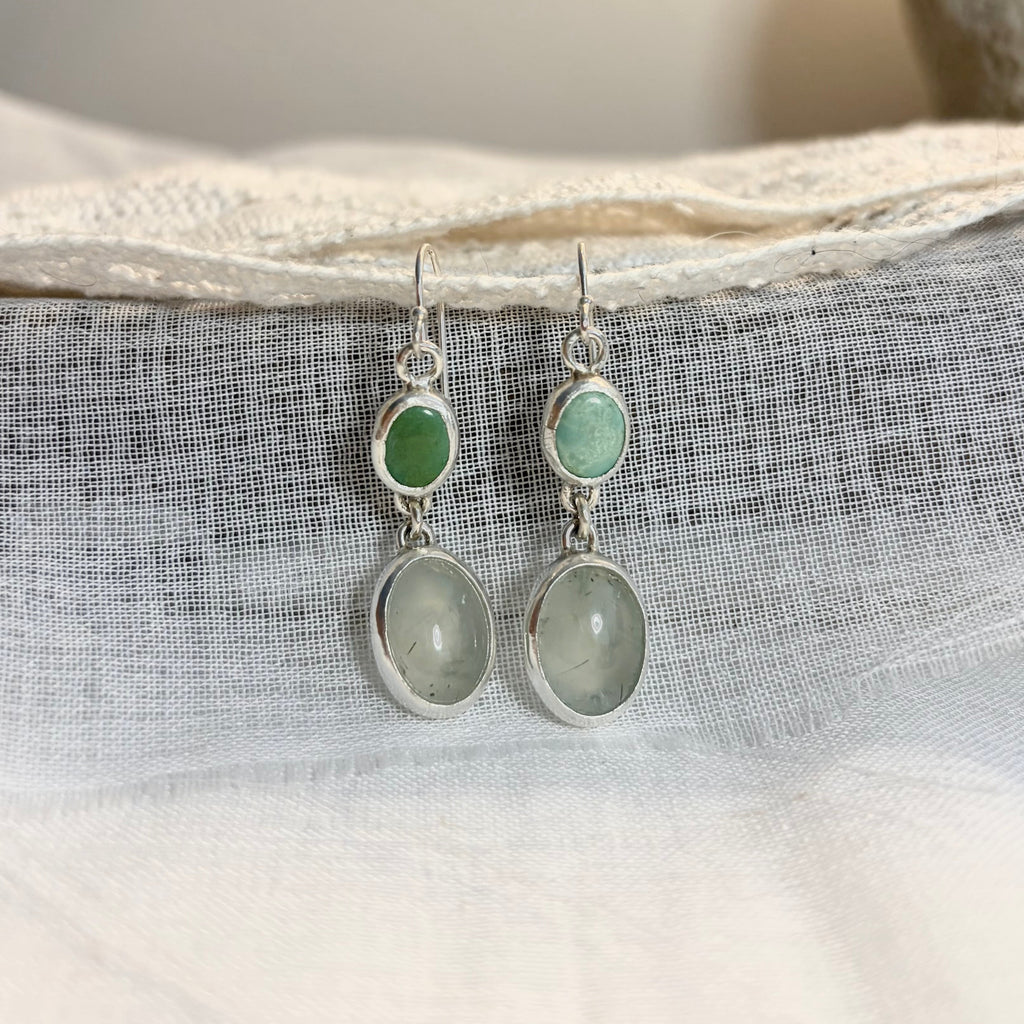 Turquoise and Prehnite Earrings