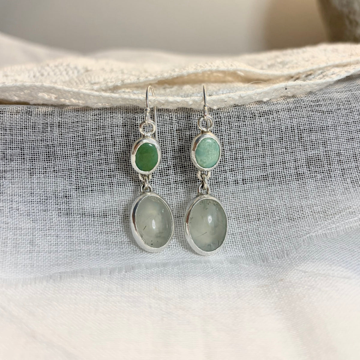Turquoise and Prehnite Earrings