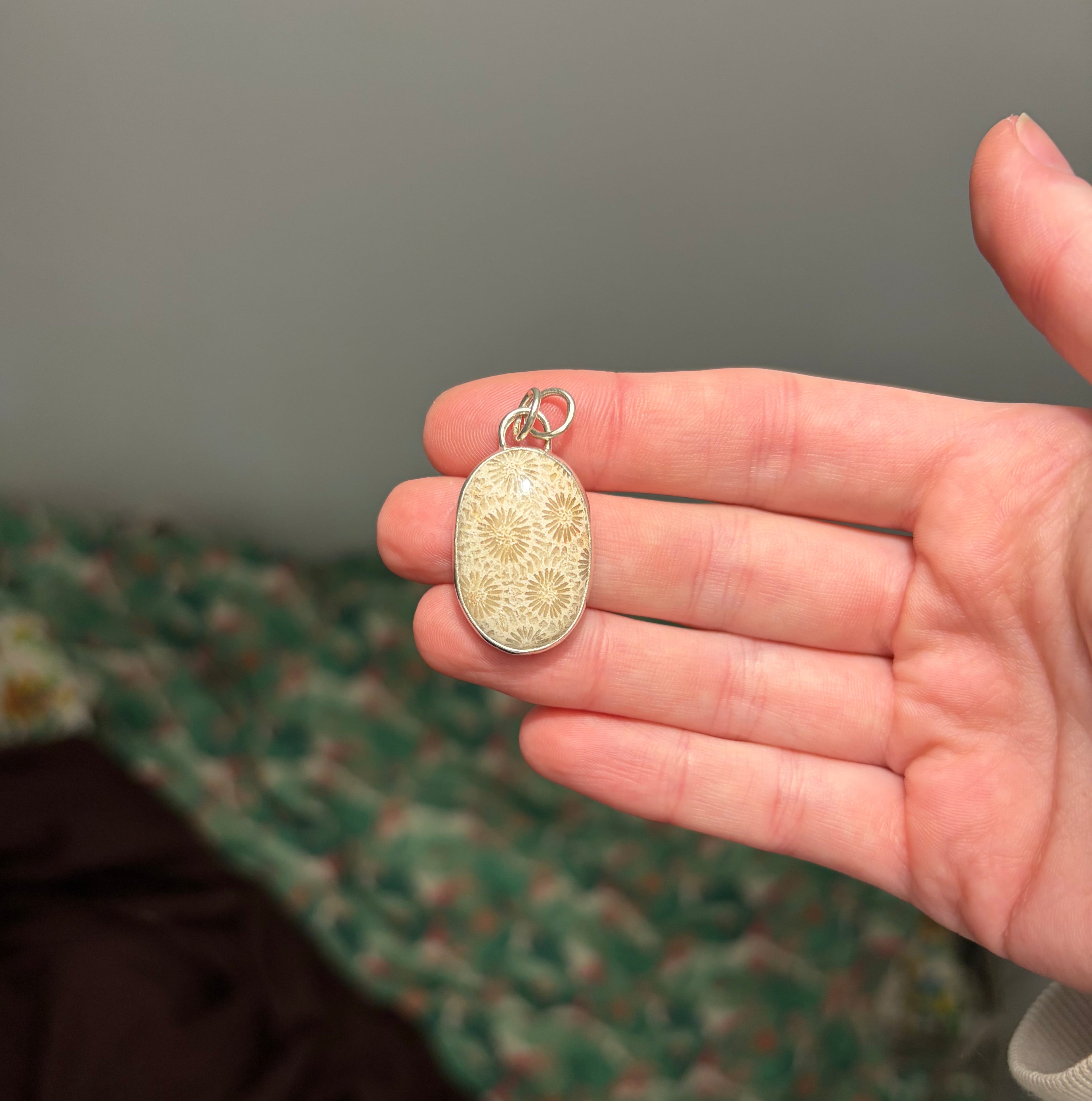 Fossil Coral Necklace Pendant