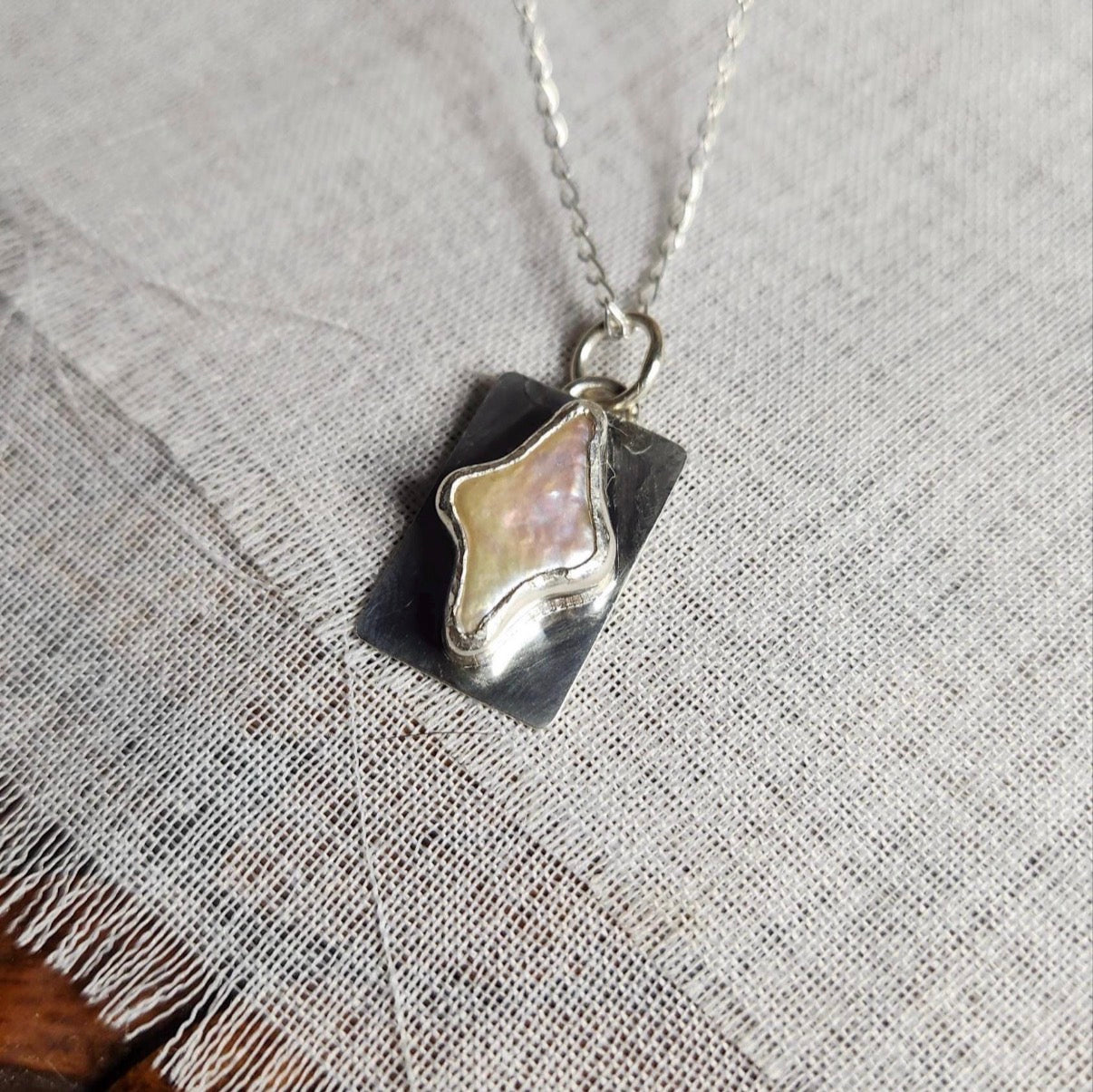 Diamond Shape Pearl Necklace Pendant