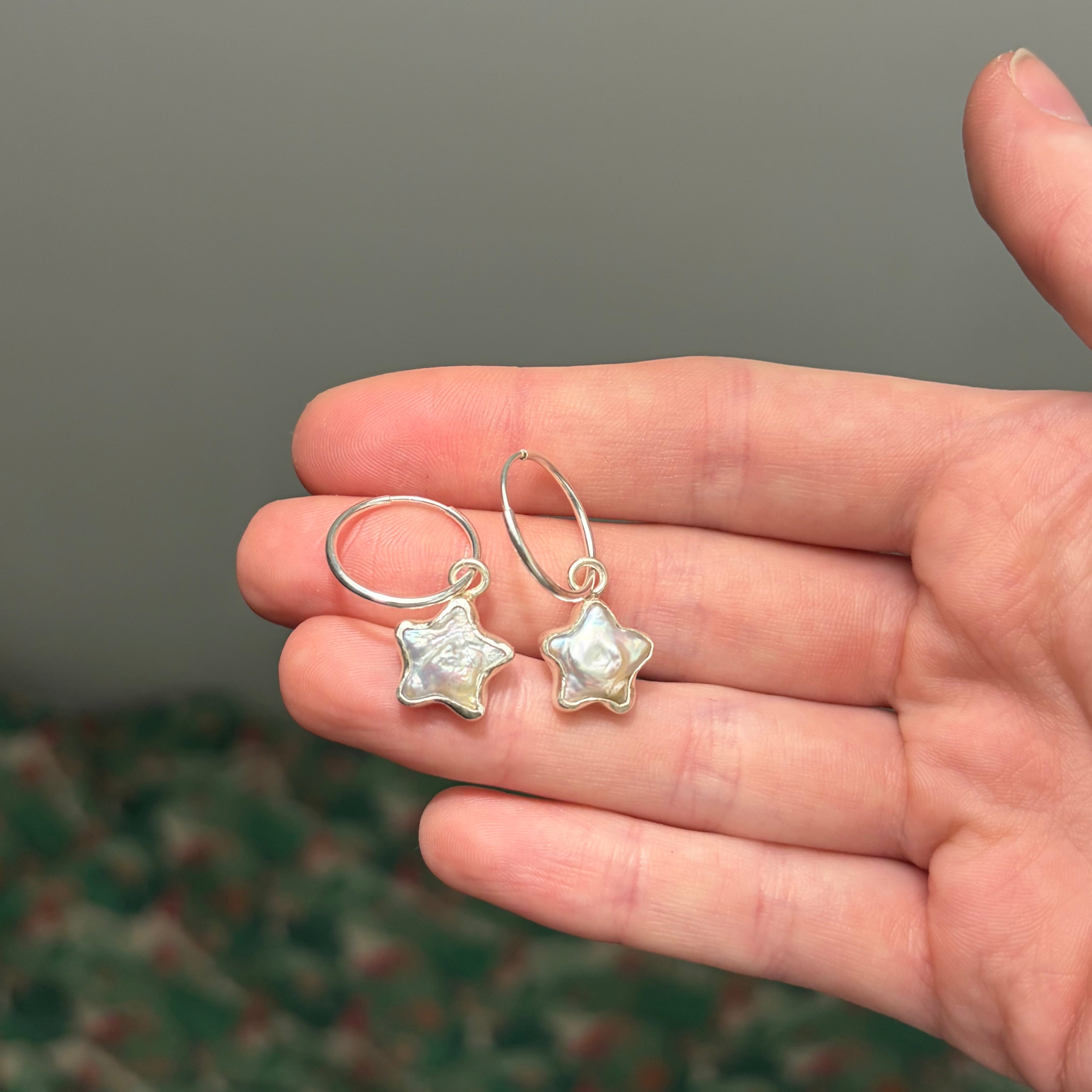 Star Shaped Pearl Earrings
