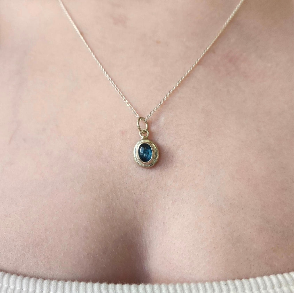 Kyanite and Recycled Silver Necklace Pendant