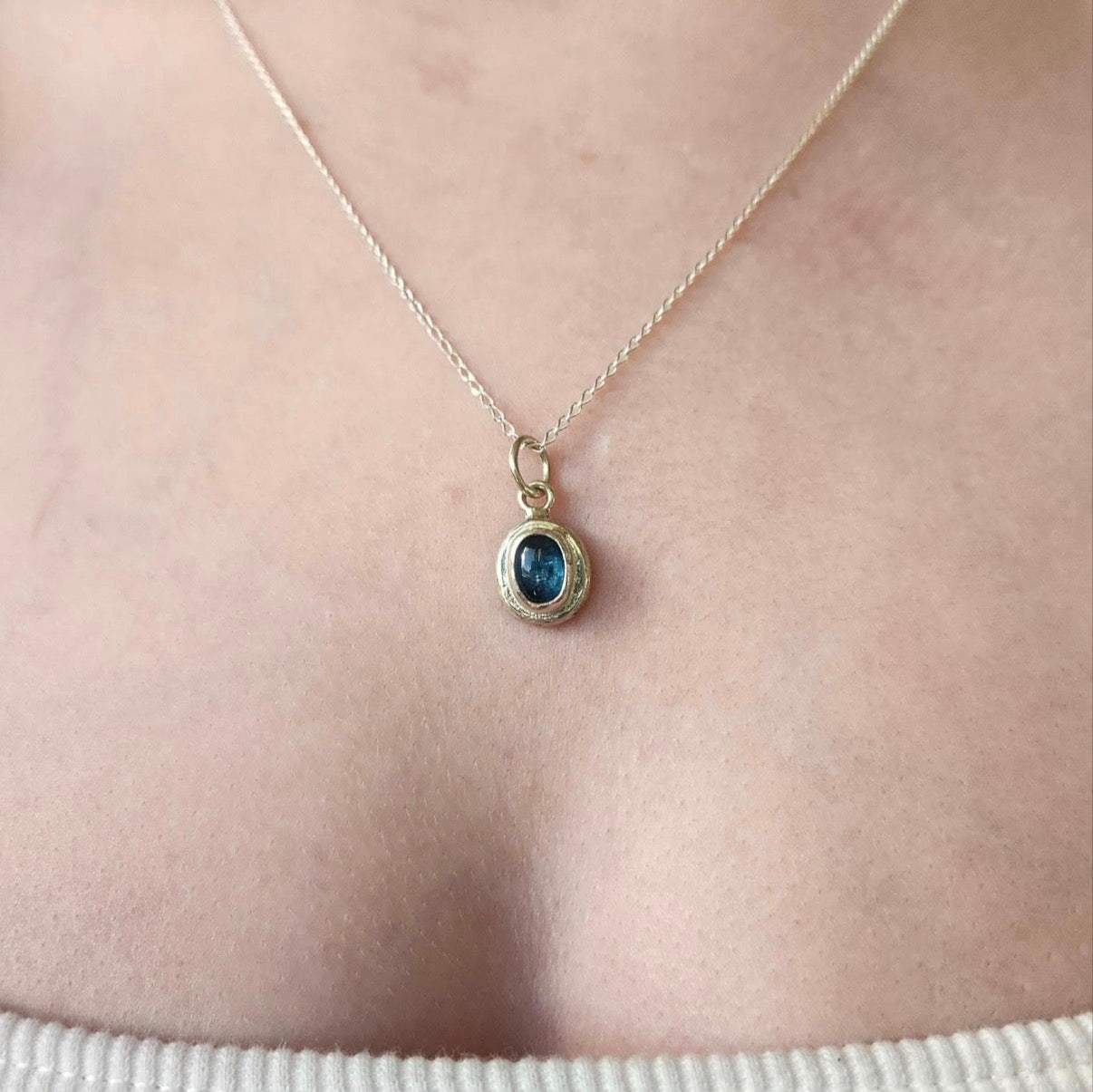 Kyanite and Recycled Silver Necklace Pendant