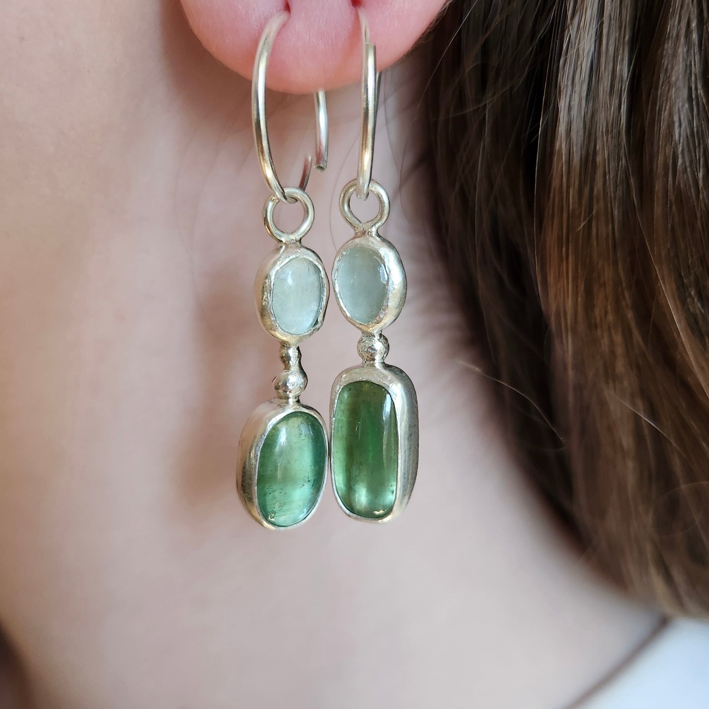 Aquamarine and Kyanite Asymmetrical Earrings