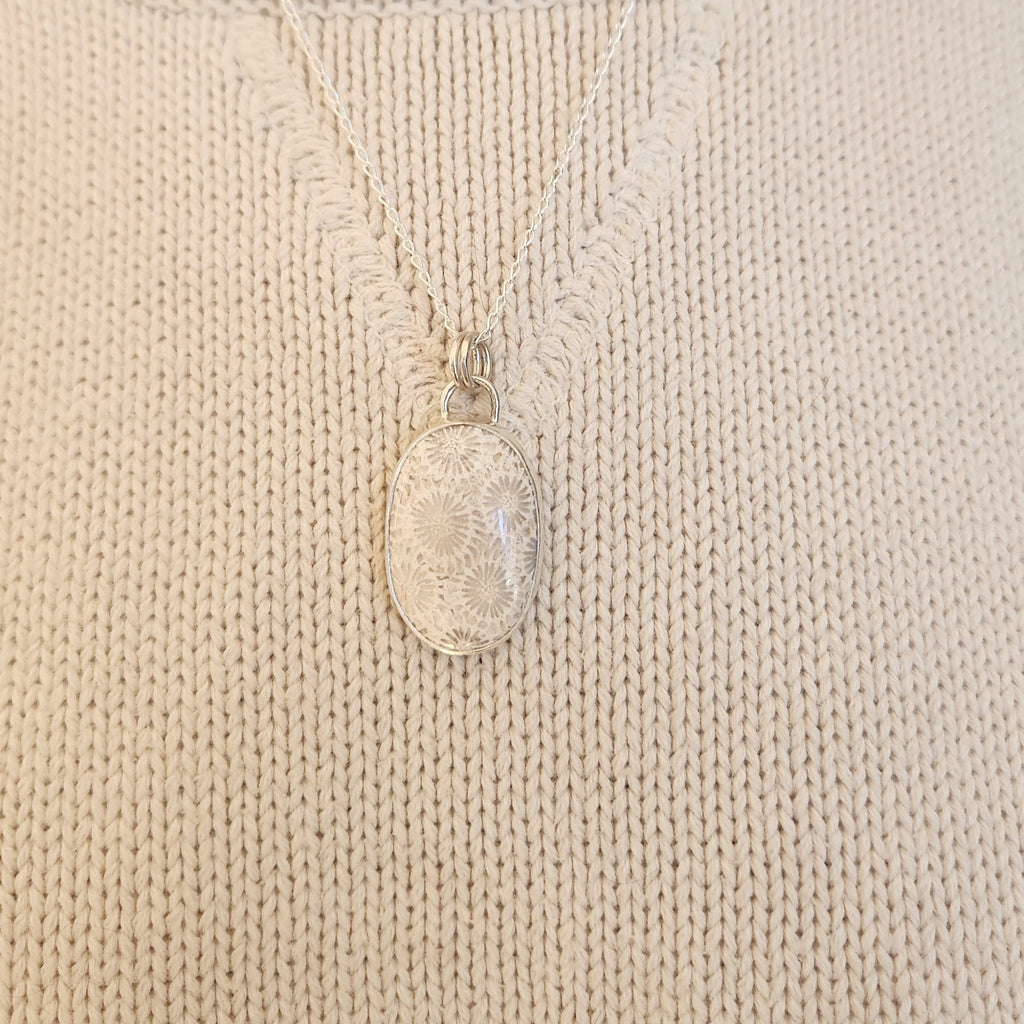 Fossil Coral Necklace Pendant
