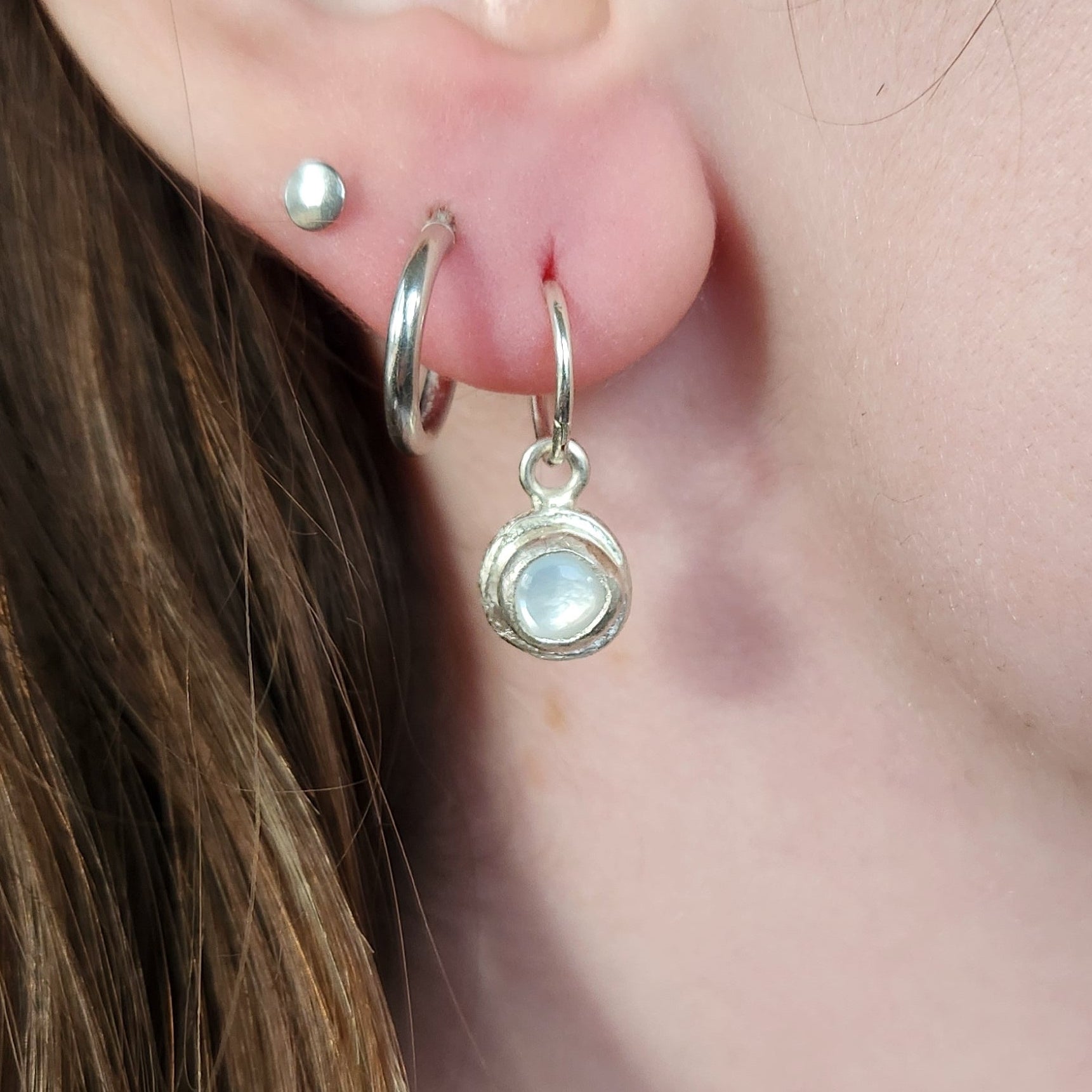 Mother of Pearl and Recycled Silver Earrings