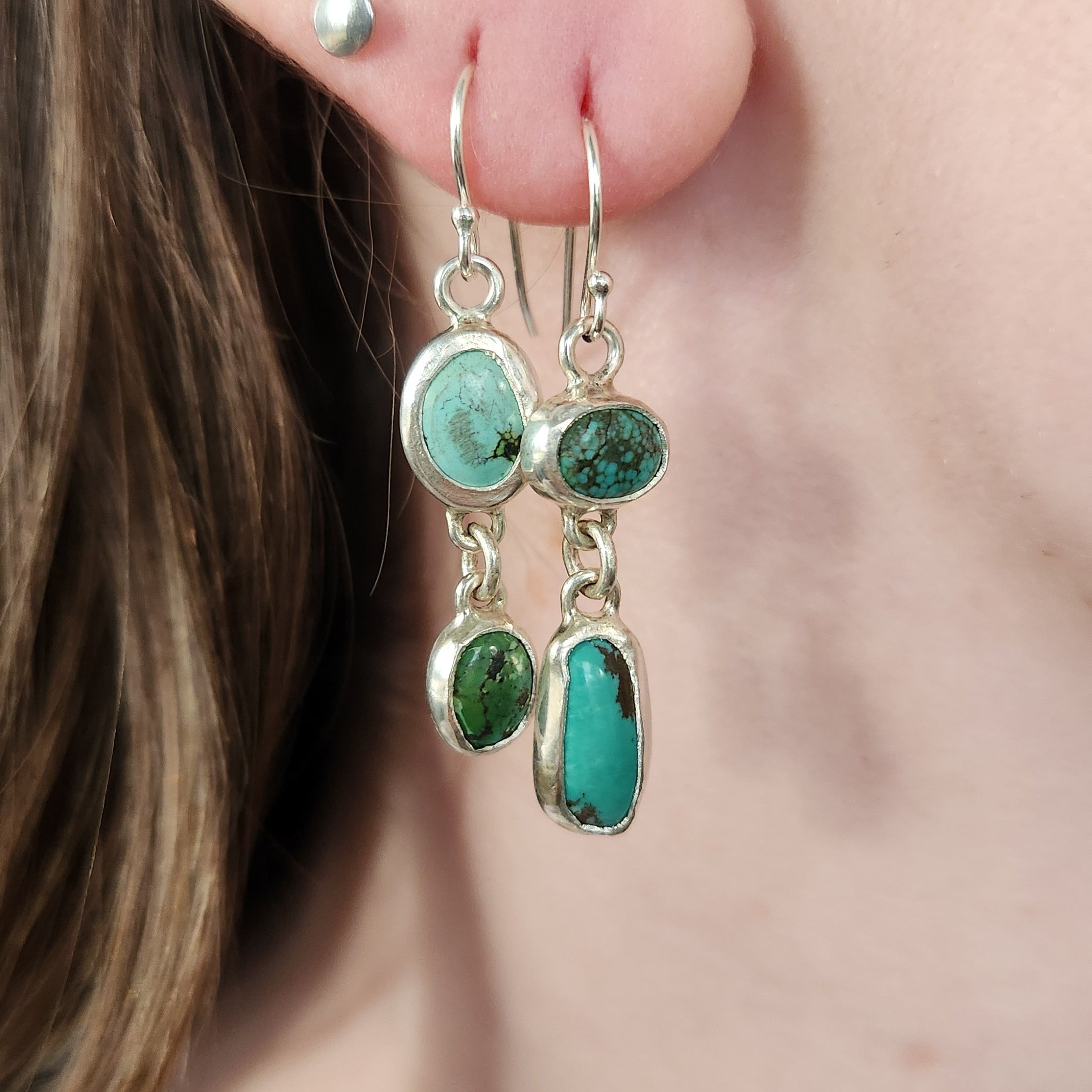 Asymmetrical Turquoise Dangle Earrings