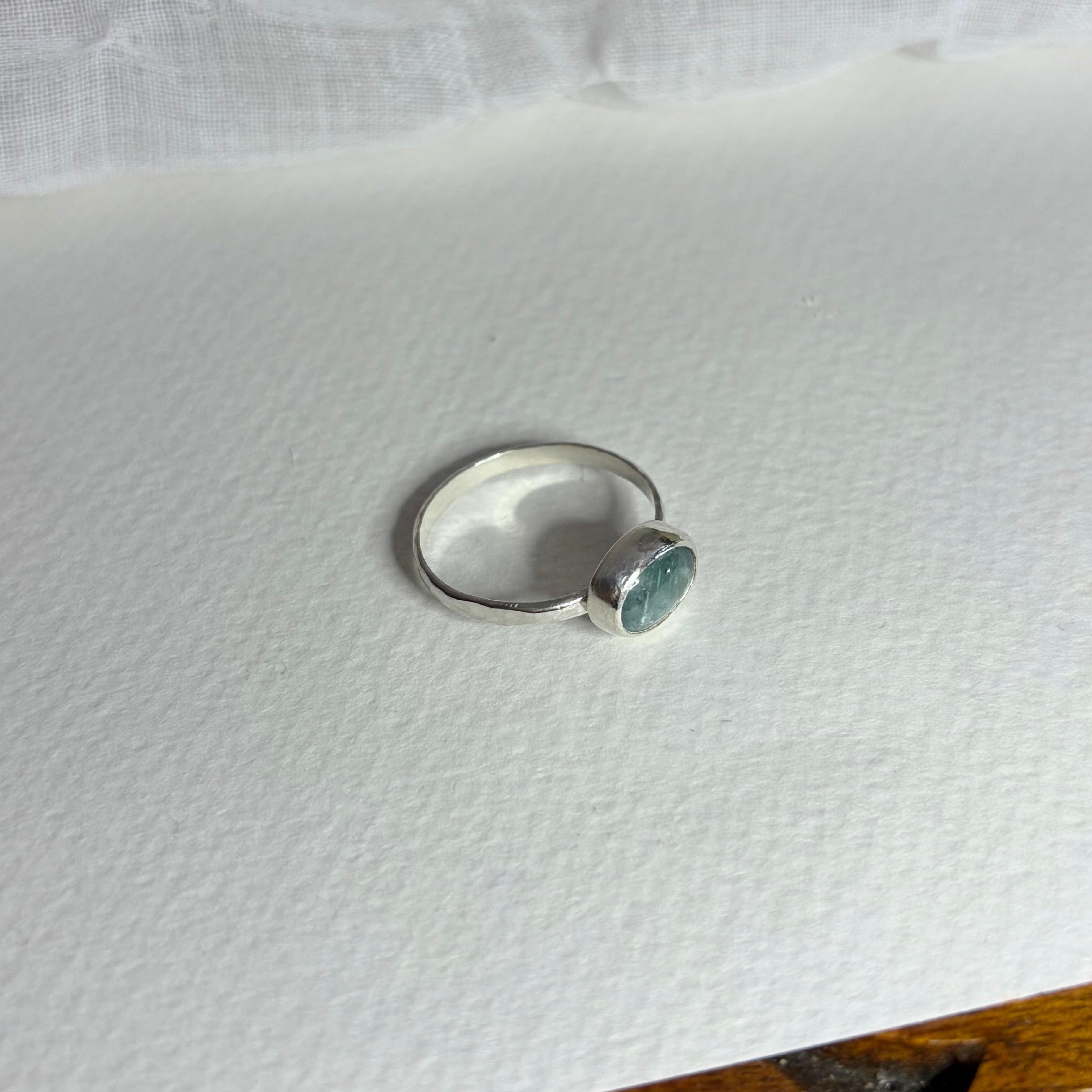 Kyanite Hammered Ring | Size 10 / Size T 1/2