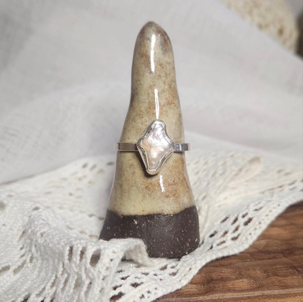 Diamond Shape Pearl Ring | Size 12.5 / Size Y 1/2