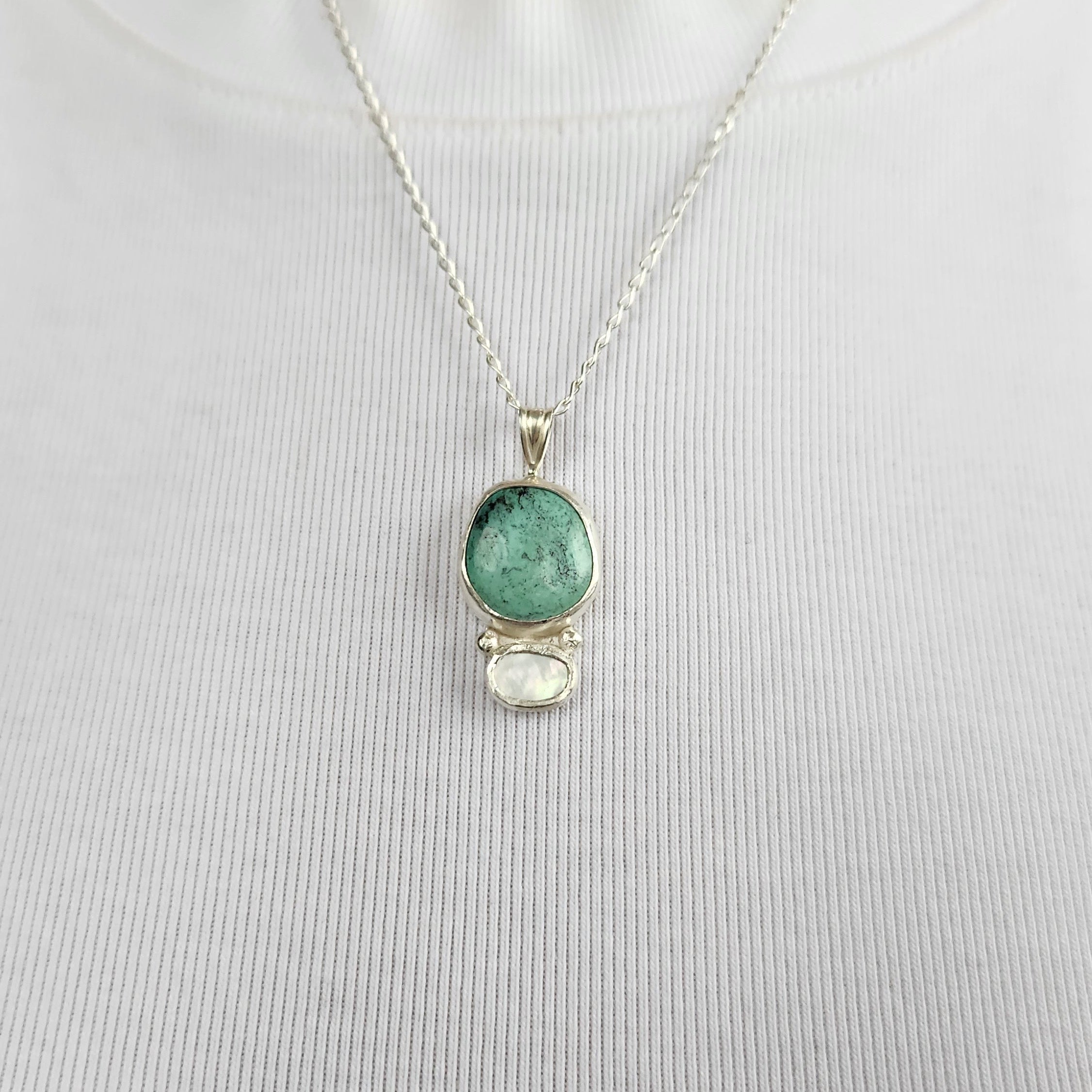 Turquoise and Mother of Pearl Necklace Pendant
