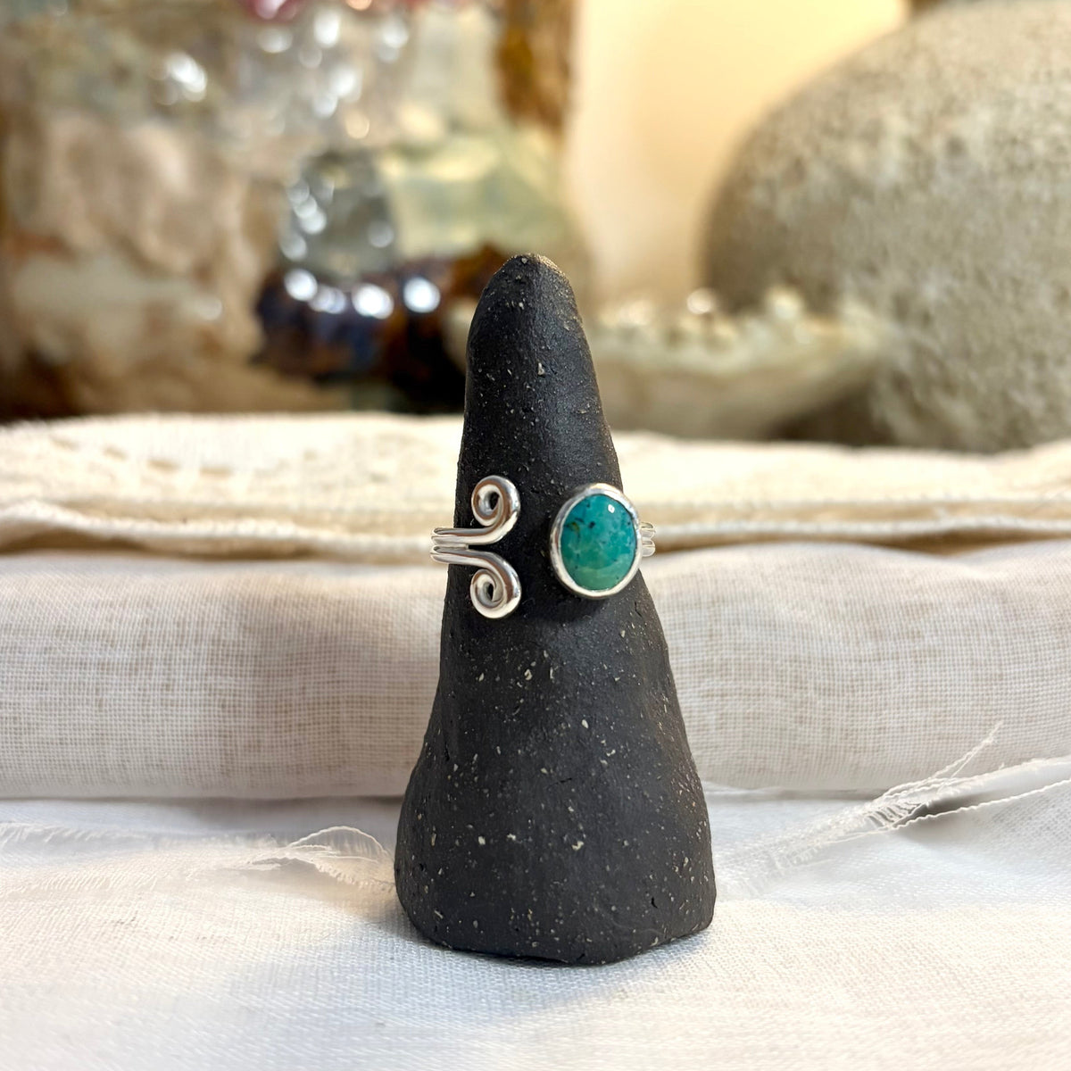 Turquoise Adjustable Ring | Approx Size 6 - 8 / Size L 1/2 - P 1/2