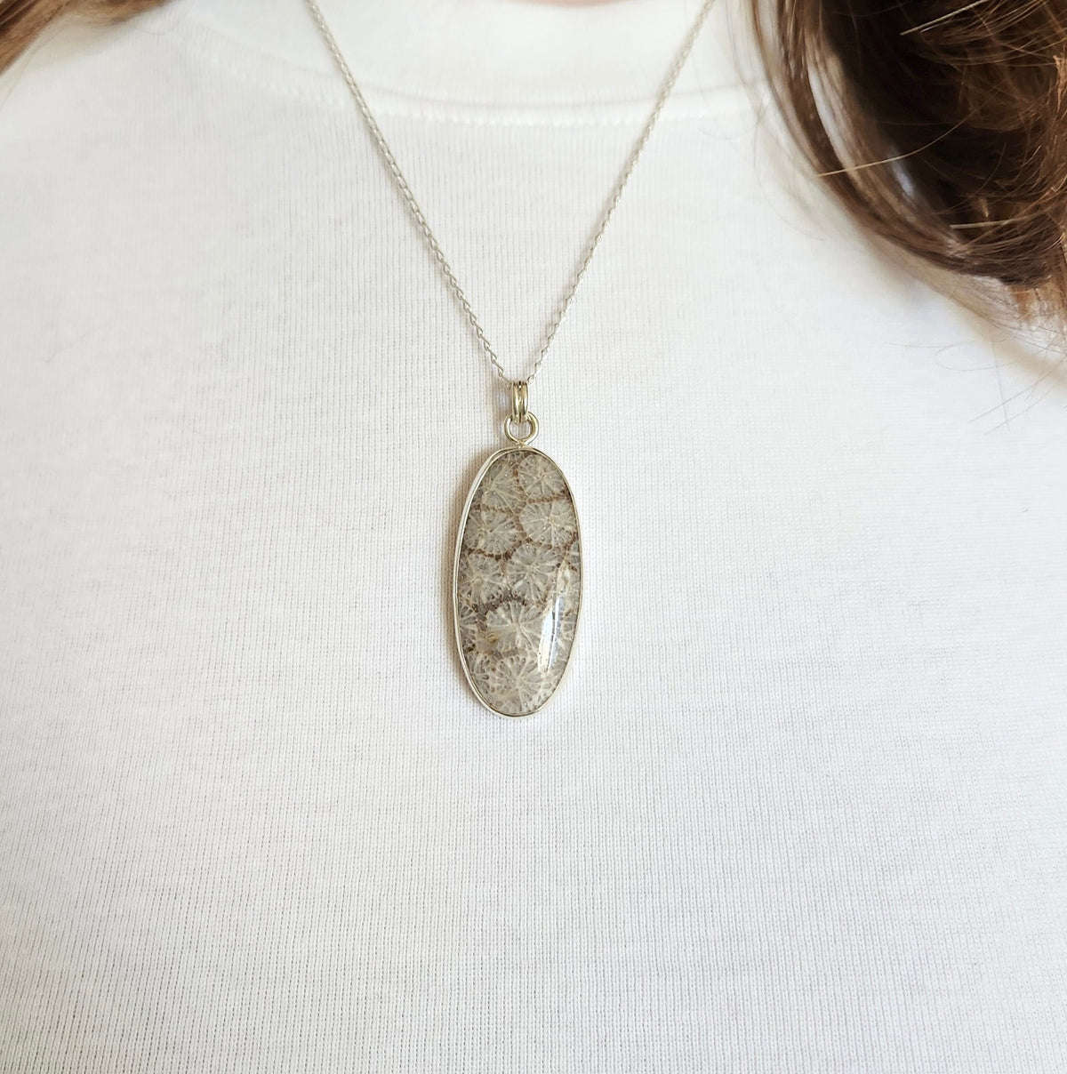 Fossil Coral Necklace Pendant