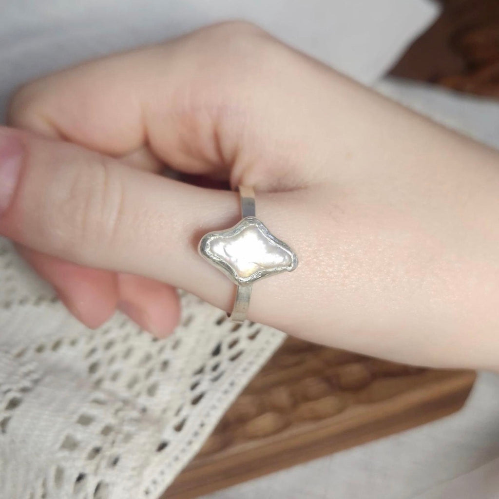 Diamond Shape Pearl Ring | Size 12.5 / Size Y 1/2