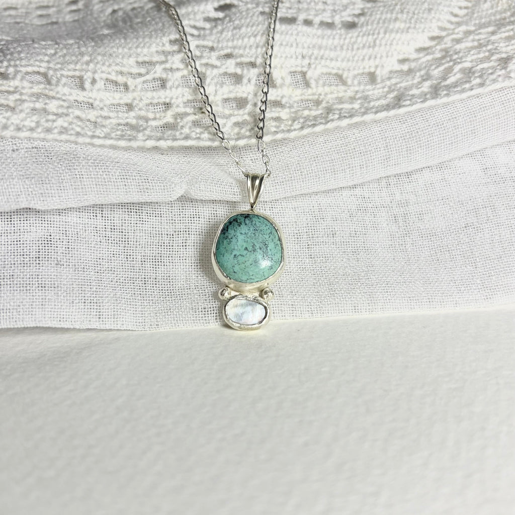Turquoise and Mother of Pearl Necklace Pendant
