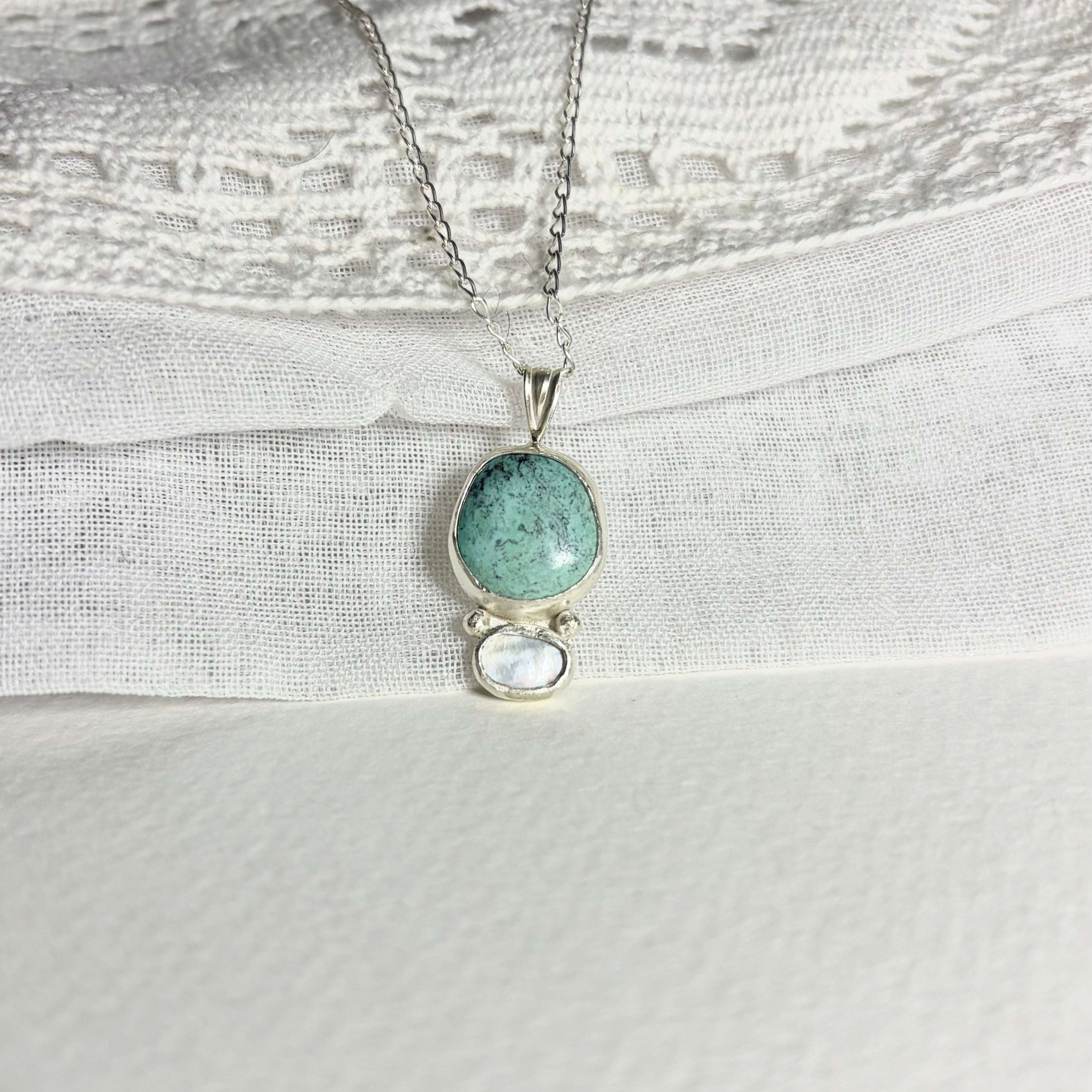 Turquoise and Mother of Pearl Necklace Pendant
