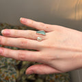 Sea Glass and Pearl Adjustable Ring | Approx size 4.75 - 7 / Size J - N 1/2