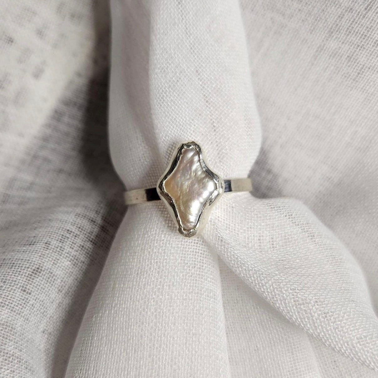 Diamond Shape Pearl Ring | Size 12.5 / Size Y 1/2