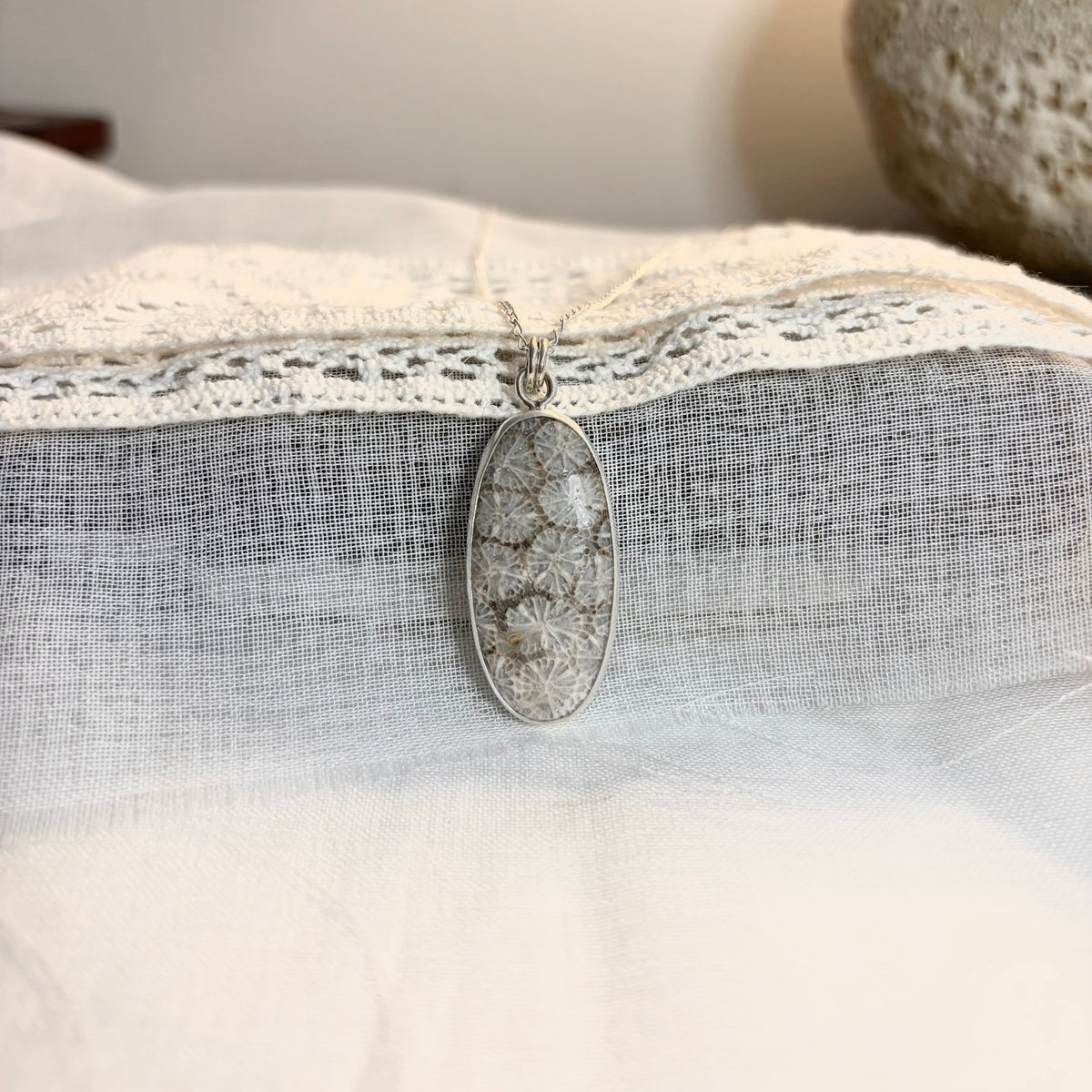 Fossil Coral Necklace Pendant