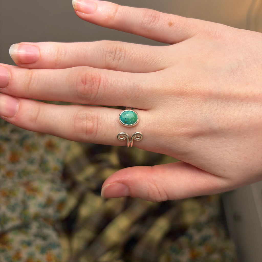 Turquoise Adjustable Ring | Approx Size 6 - 8 / Size L 1/2 - P 1/2