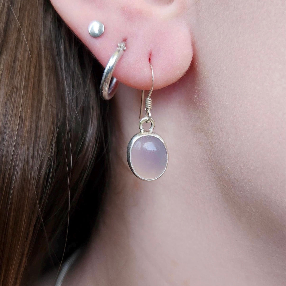 Lavender Chalcedony Dangle Earrings