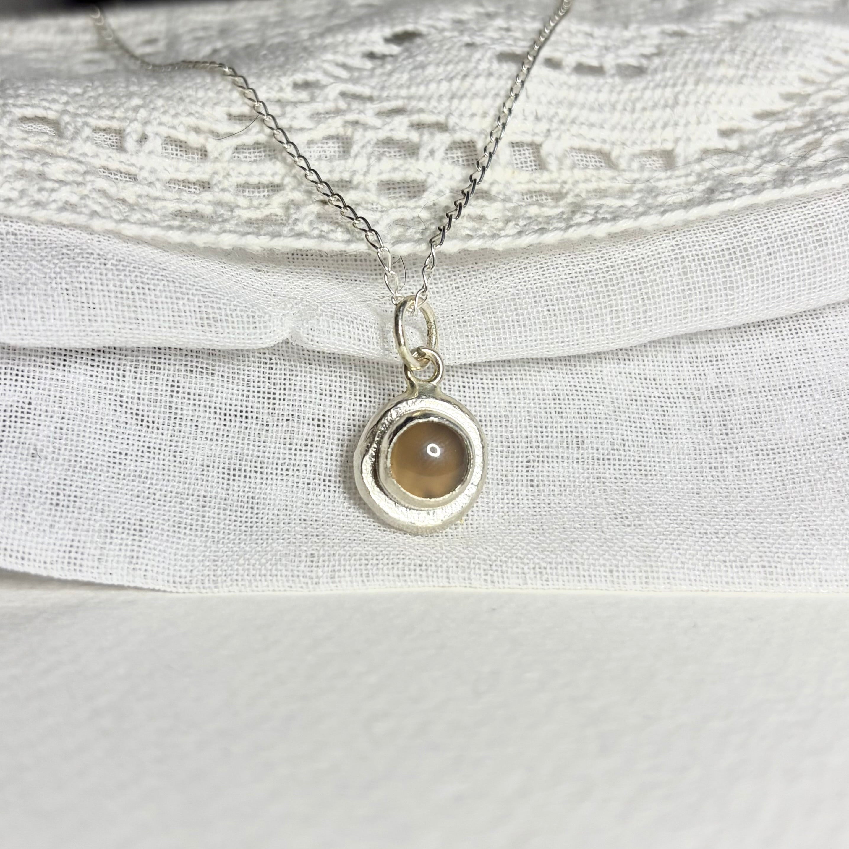 Lavender Chalcedony and Recycled Silver Necklace Pendant