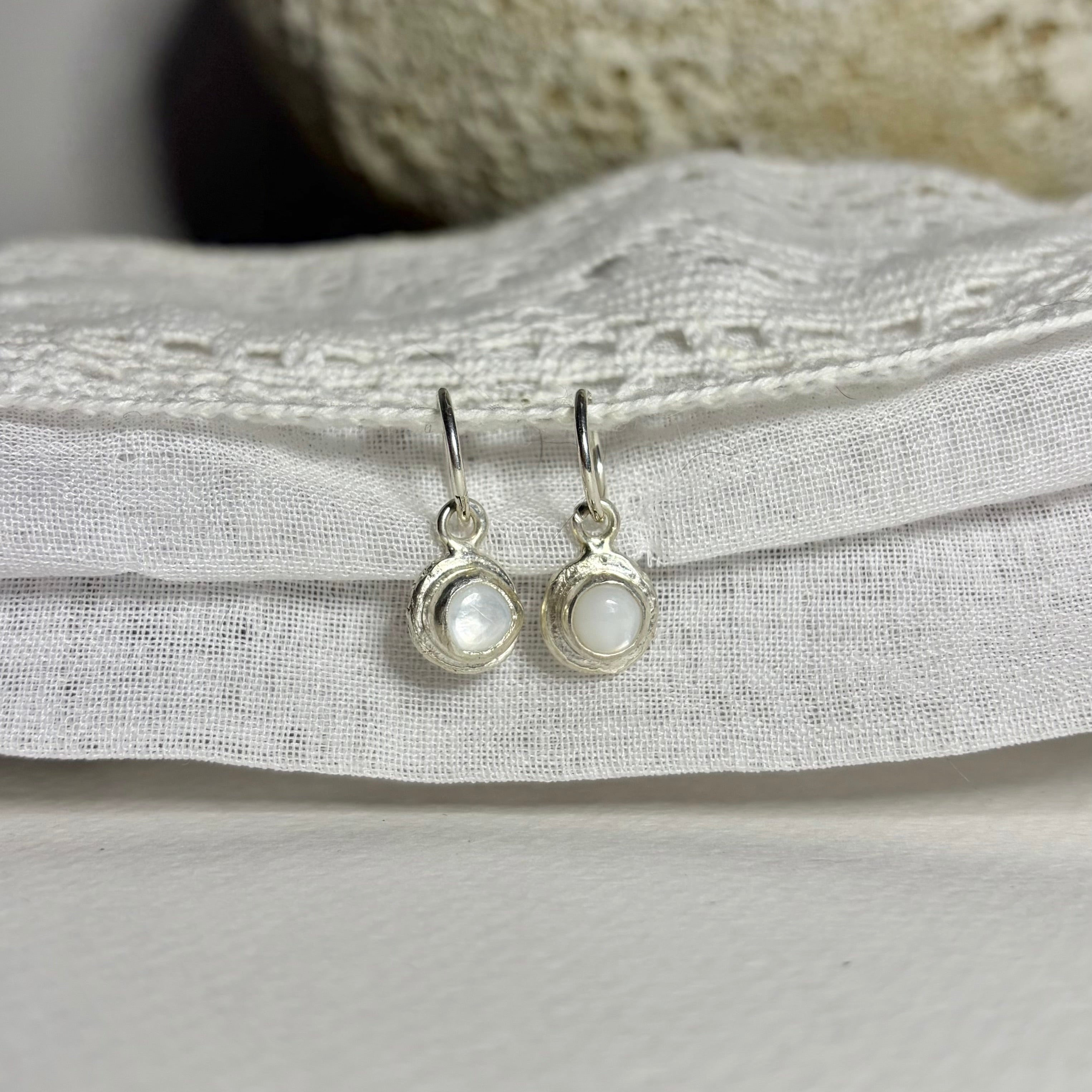 Mother of Pearl and Recycled Silver Earrings