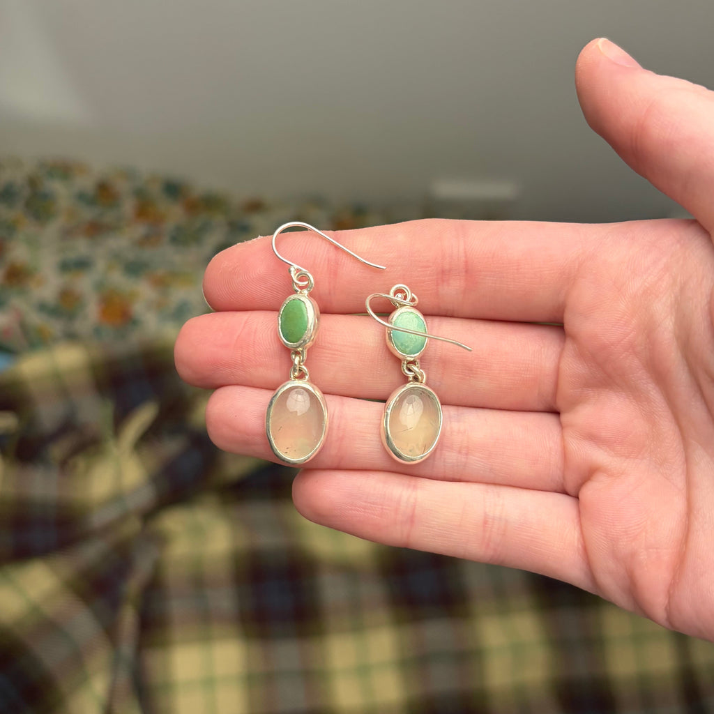 Turquoise and Prehnite Earrings