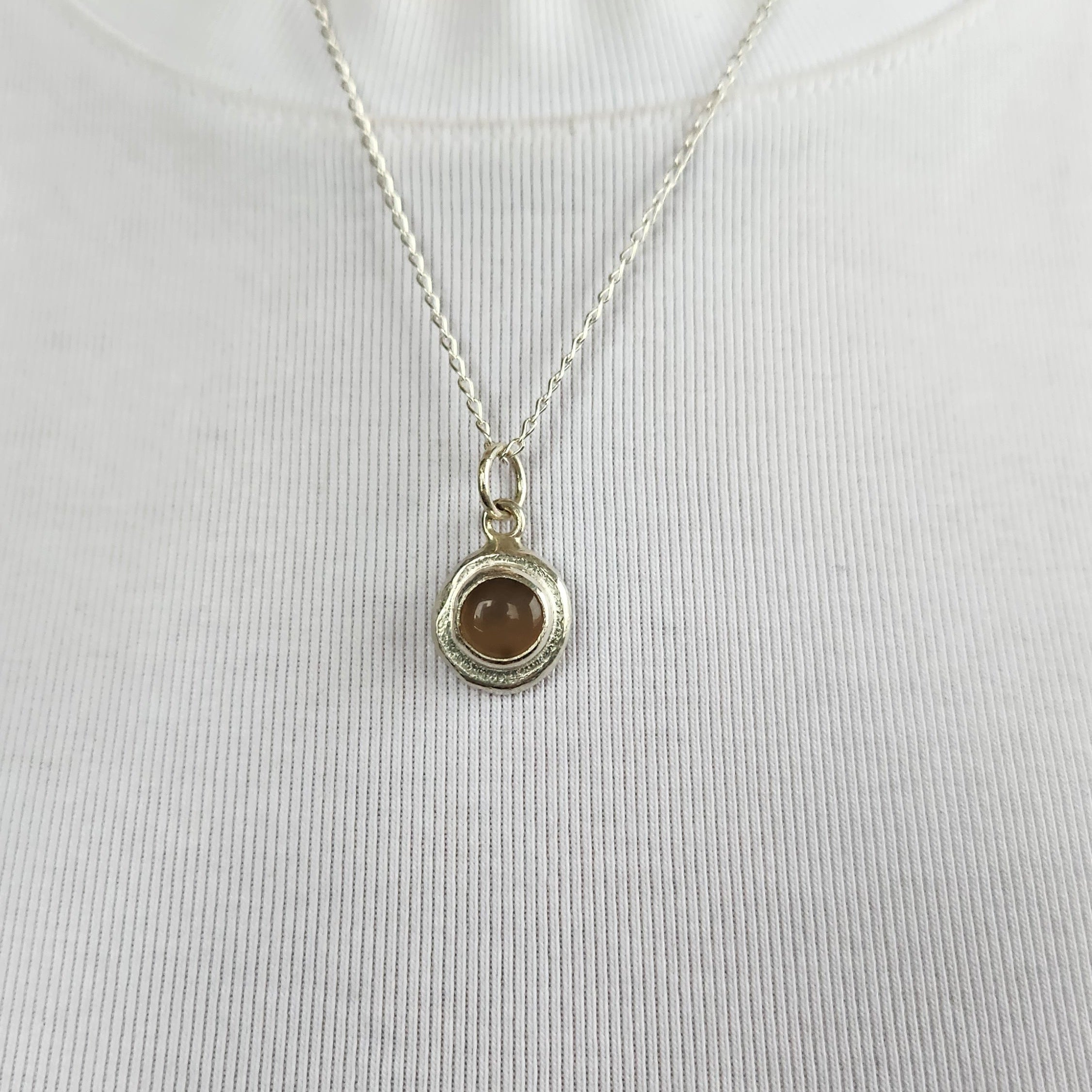 Lavender Chalcedony and Recycled Silver Necklace Pendant
