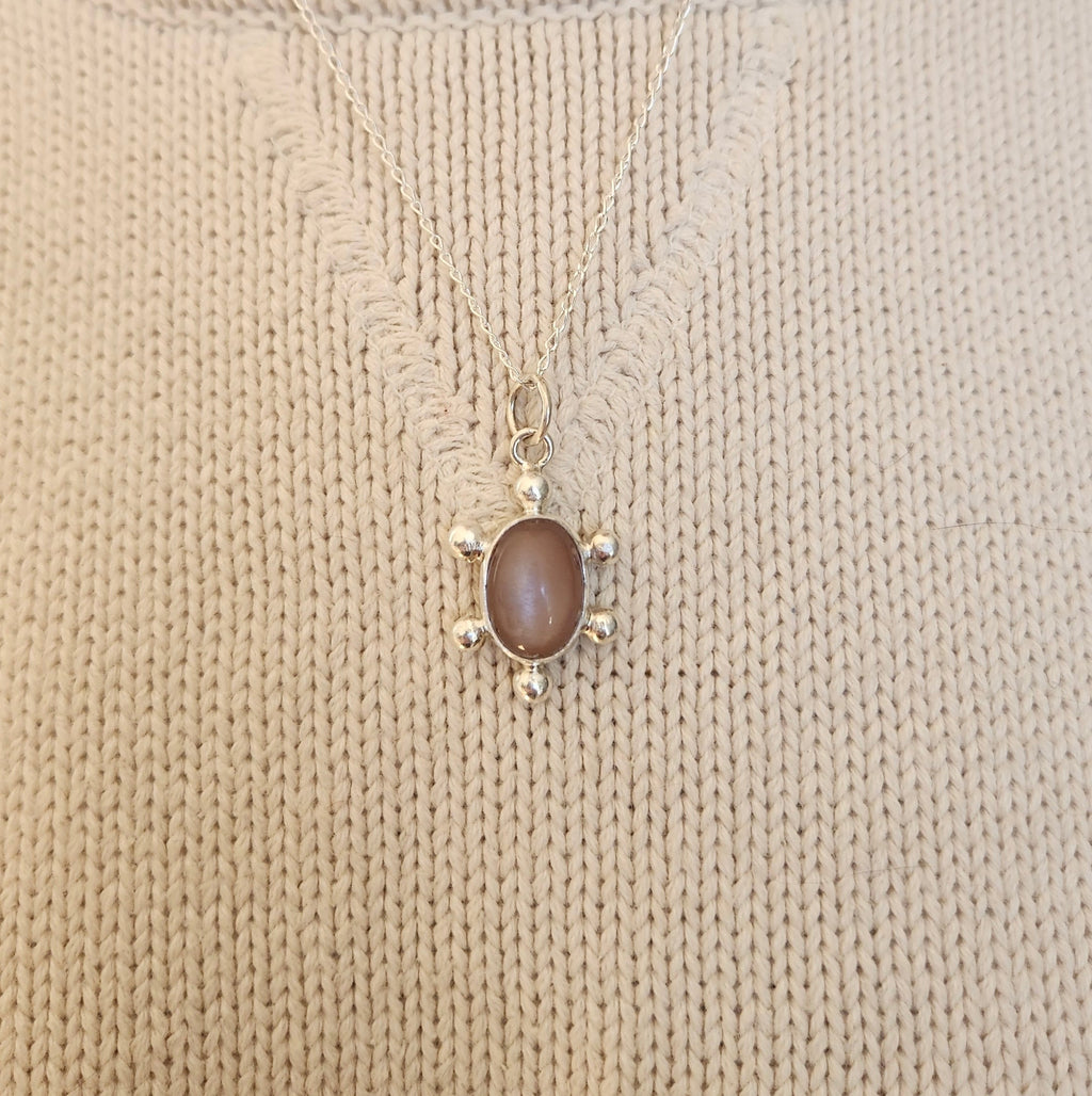 Peach Moonstone Necklace Pendant