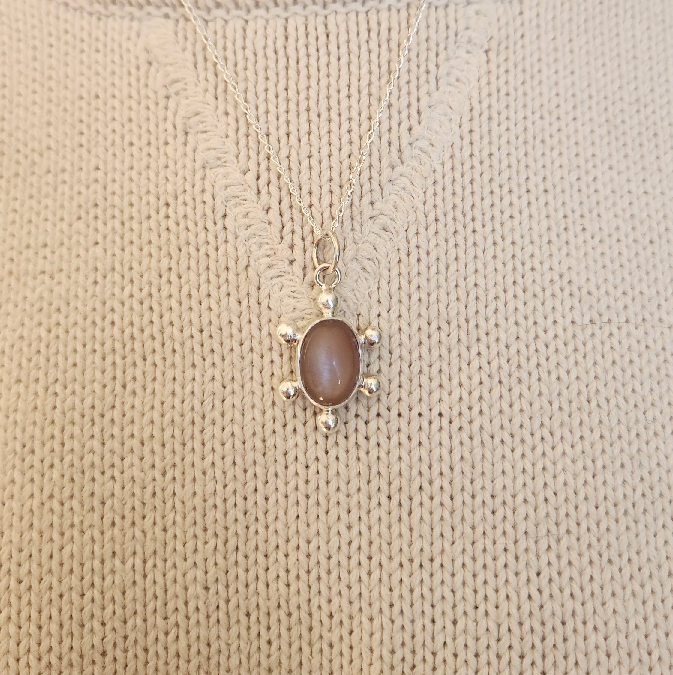 Peach Moonstone Necklace Pendant