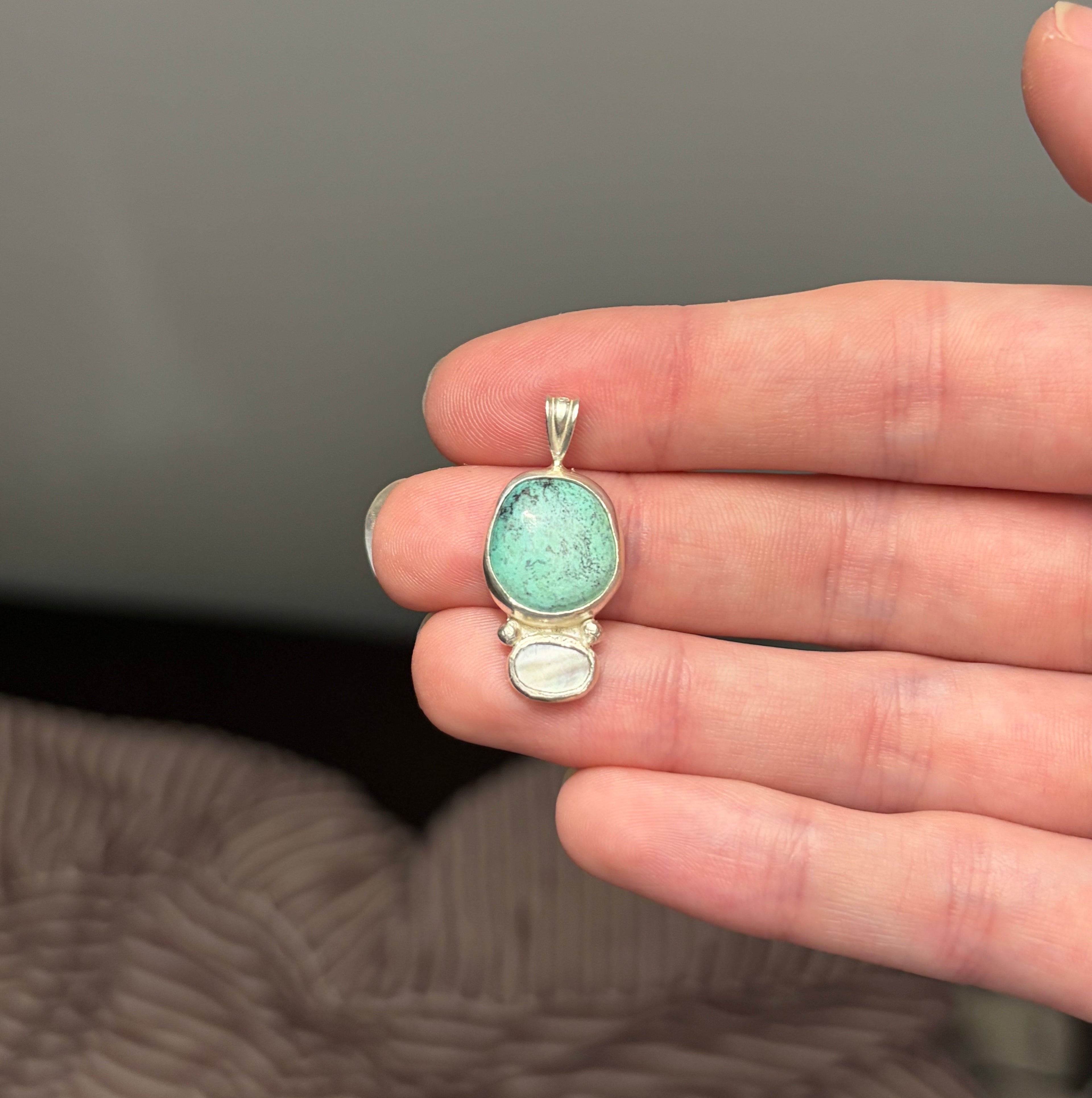 Turquoise and Mother of Pearl Necklace Pendant