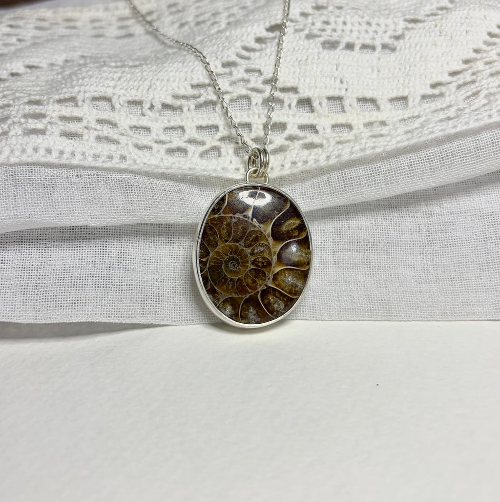 Ammonite Fossil Statement Necklace Pendant