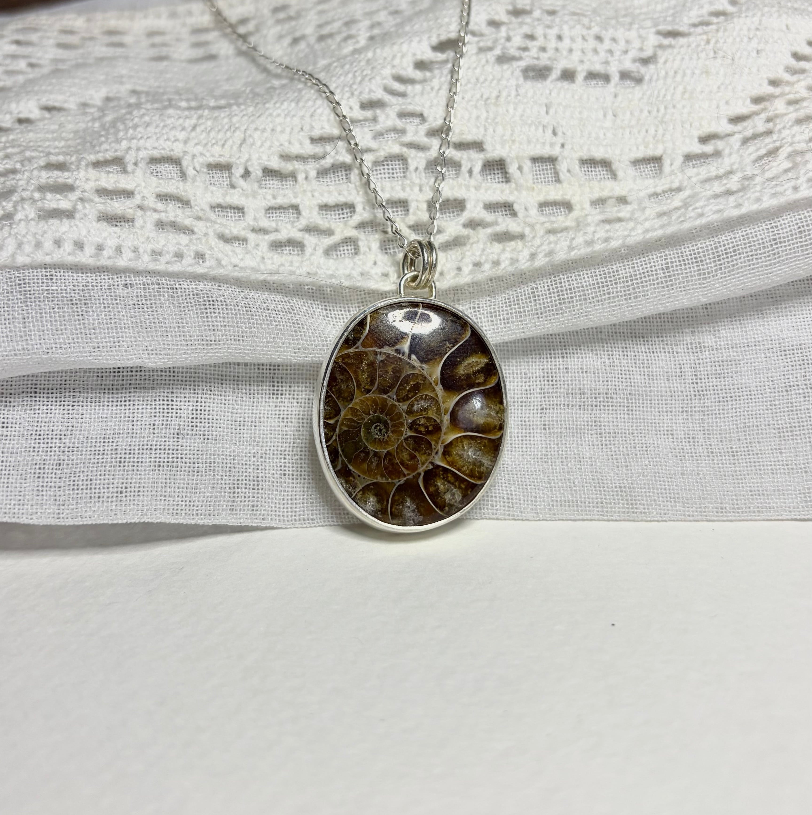 Ammonite Fossil Statement Necklace Pendant