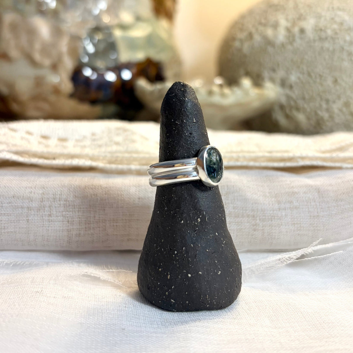 Moss Agate Ring | Size 7 / Size N 1/2