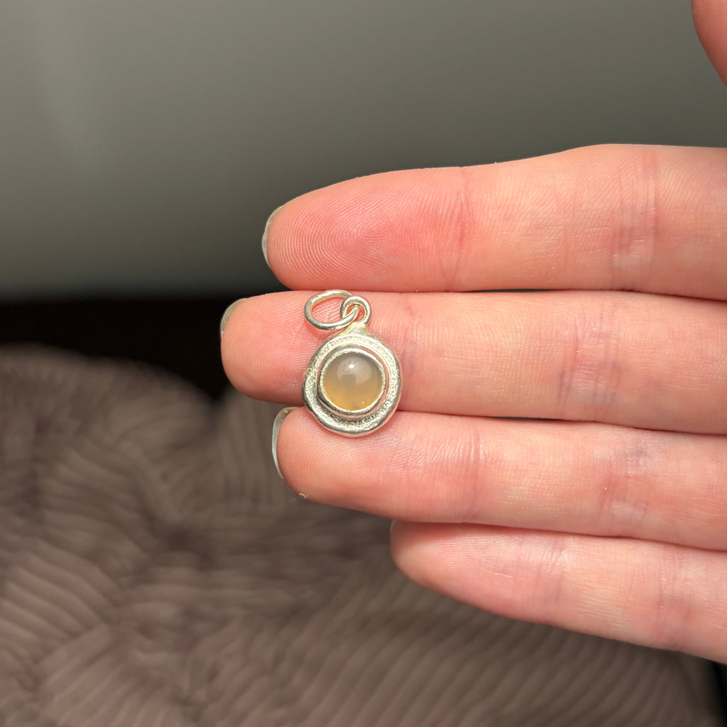 Lavender Chalcedony and Recycled Silver Necklace Pendant