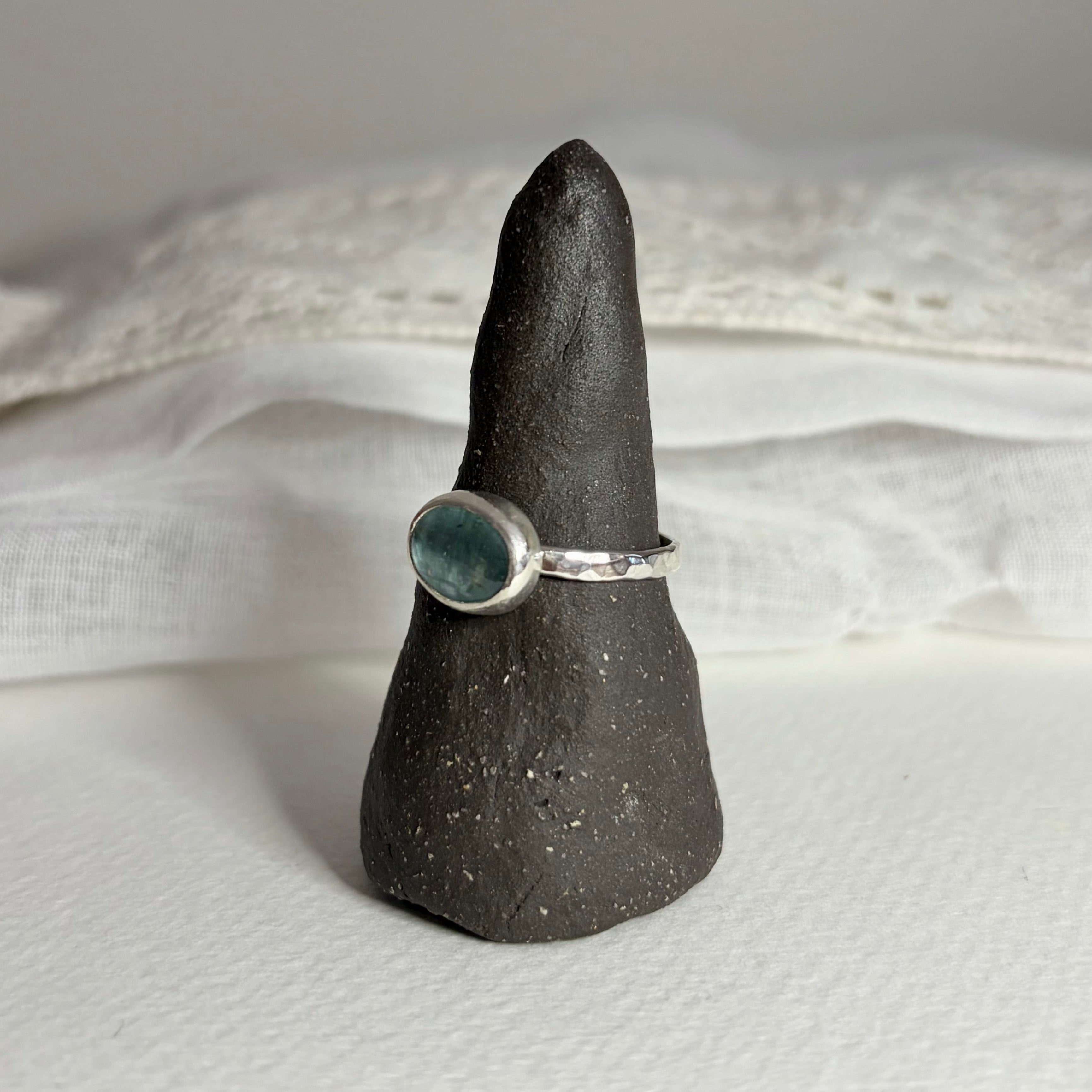 Kyanite Hammered Ring | Size 10 / Size T 1/2
