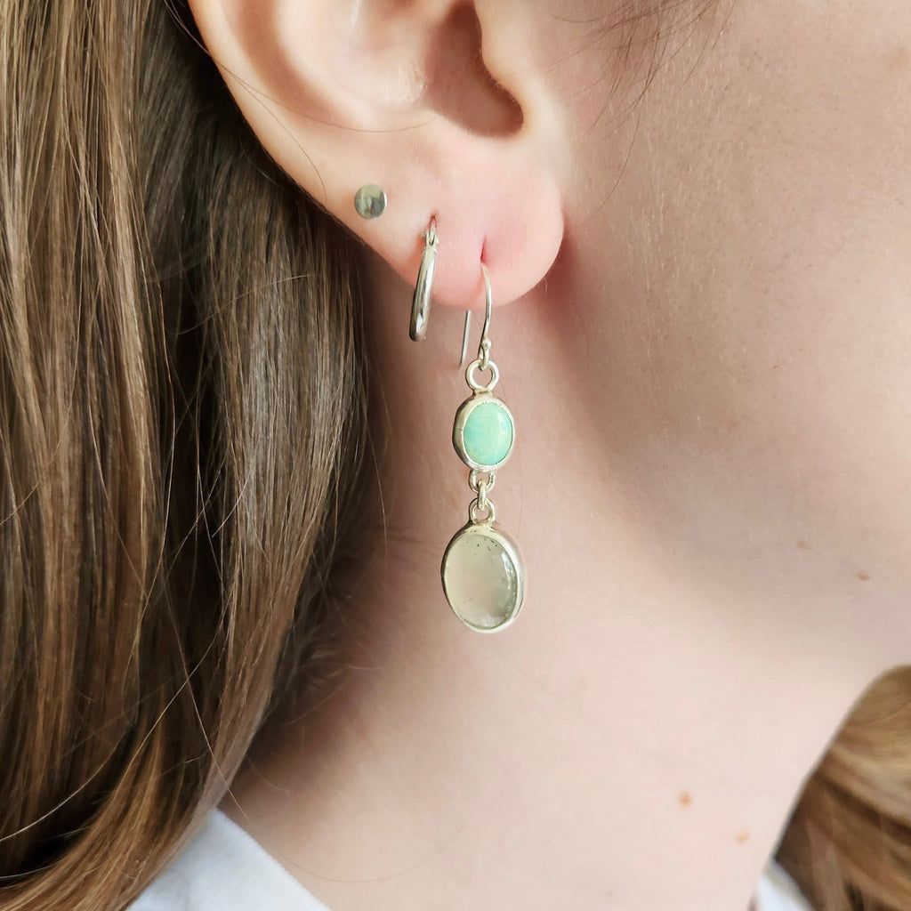Turquoise and Prehnite Earrings