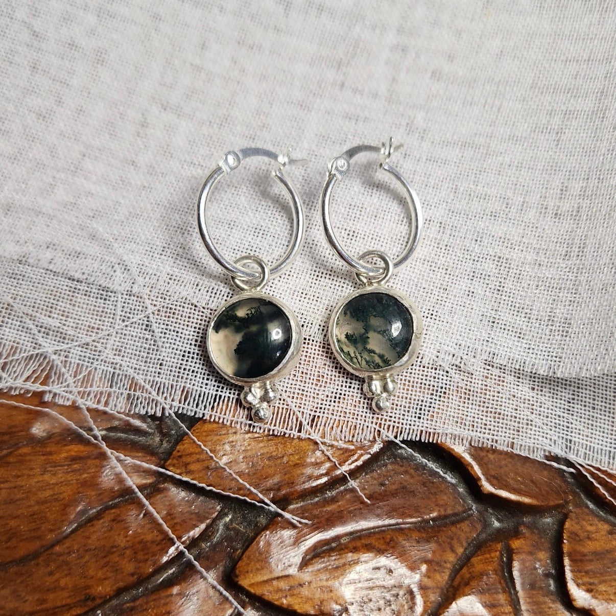 Moss Agate Hoop Earrings