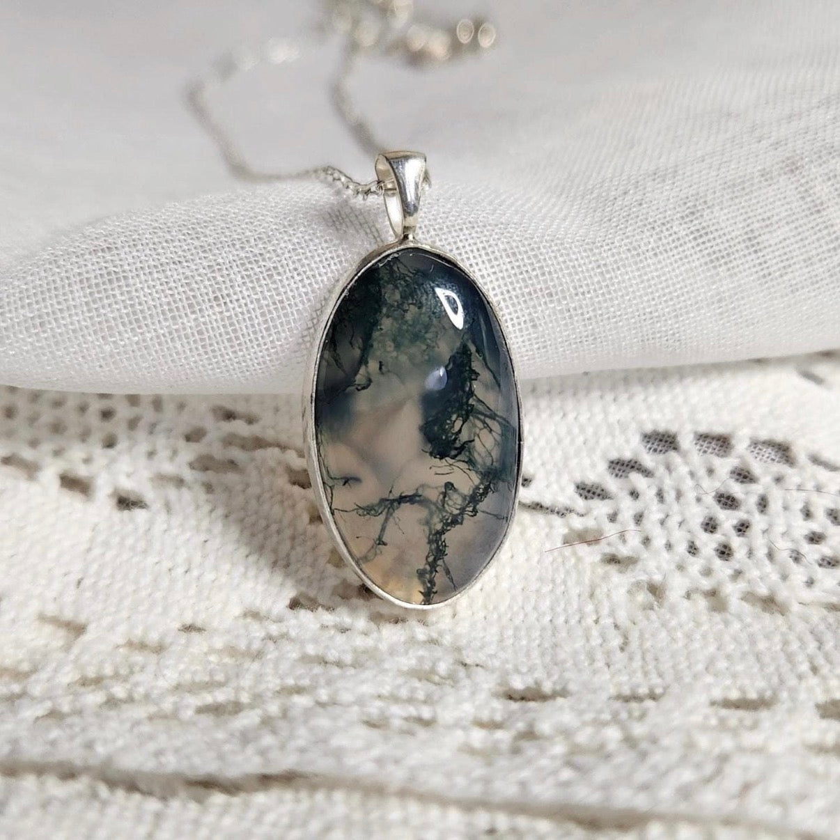 Moss Agate Necklace Pendant