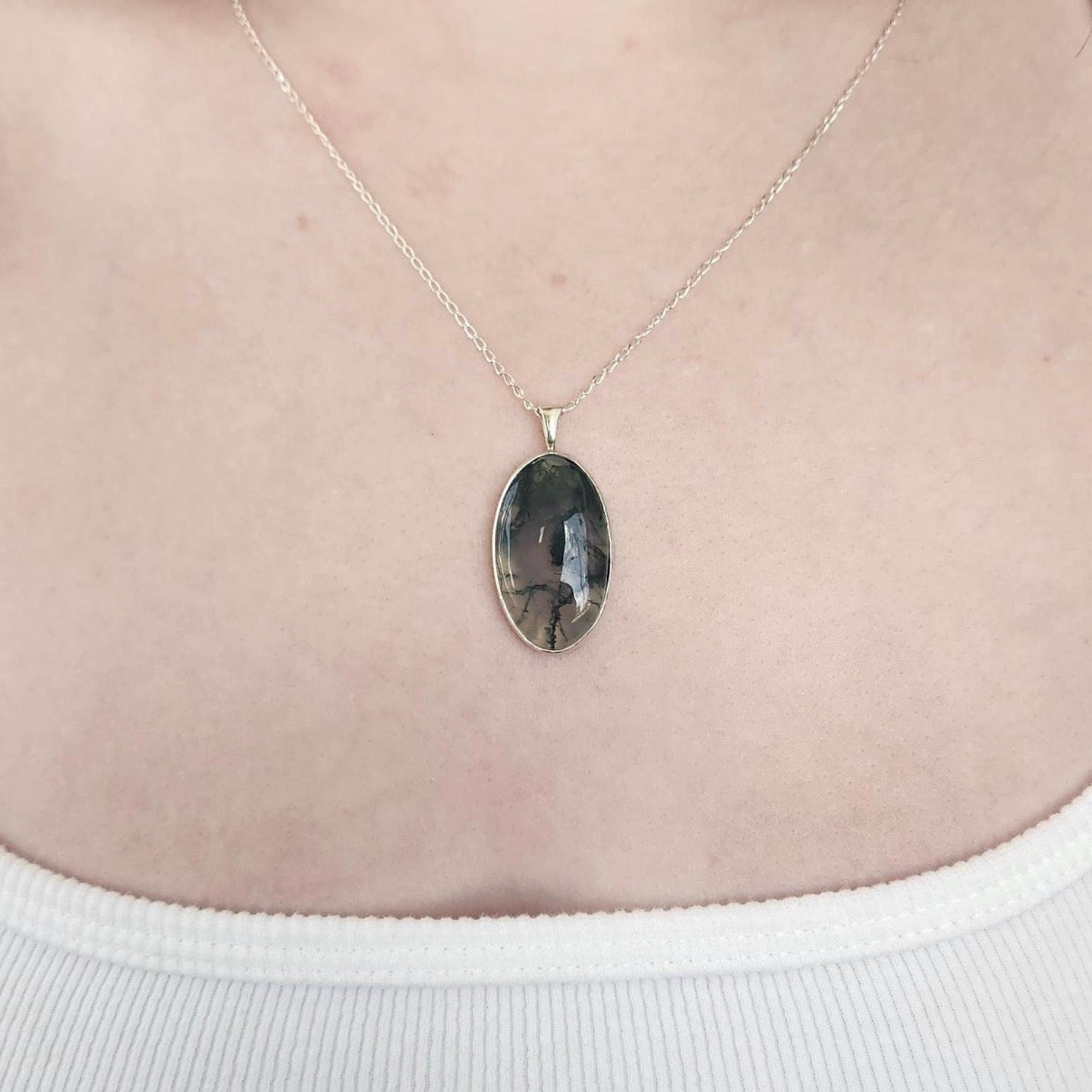 Moss Agate Necklace Pendant
