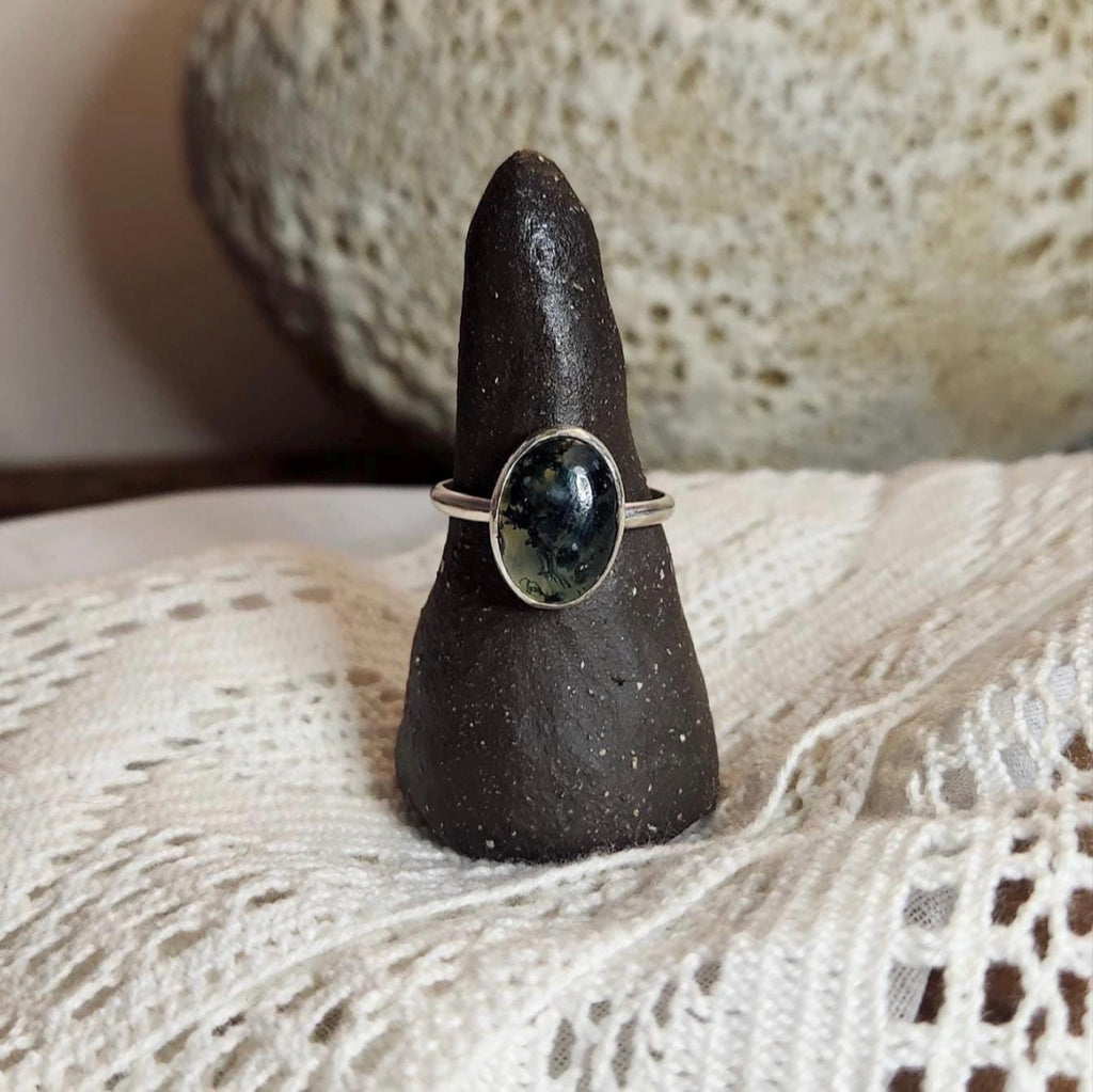 Moss Agate Ring | Size 9.5 / Size S 1/2