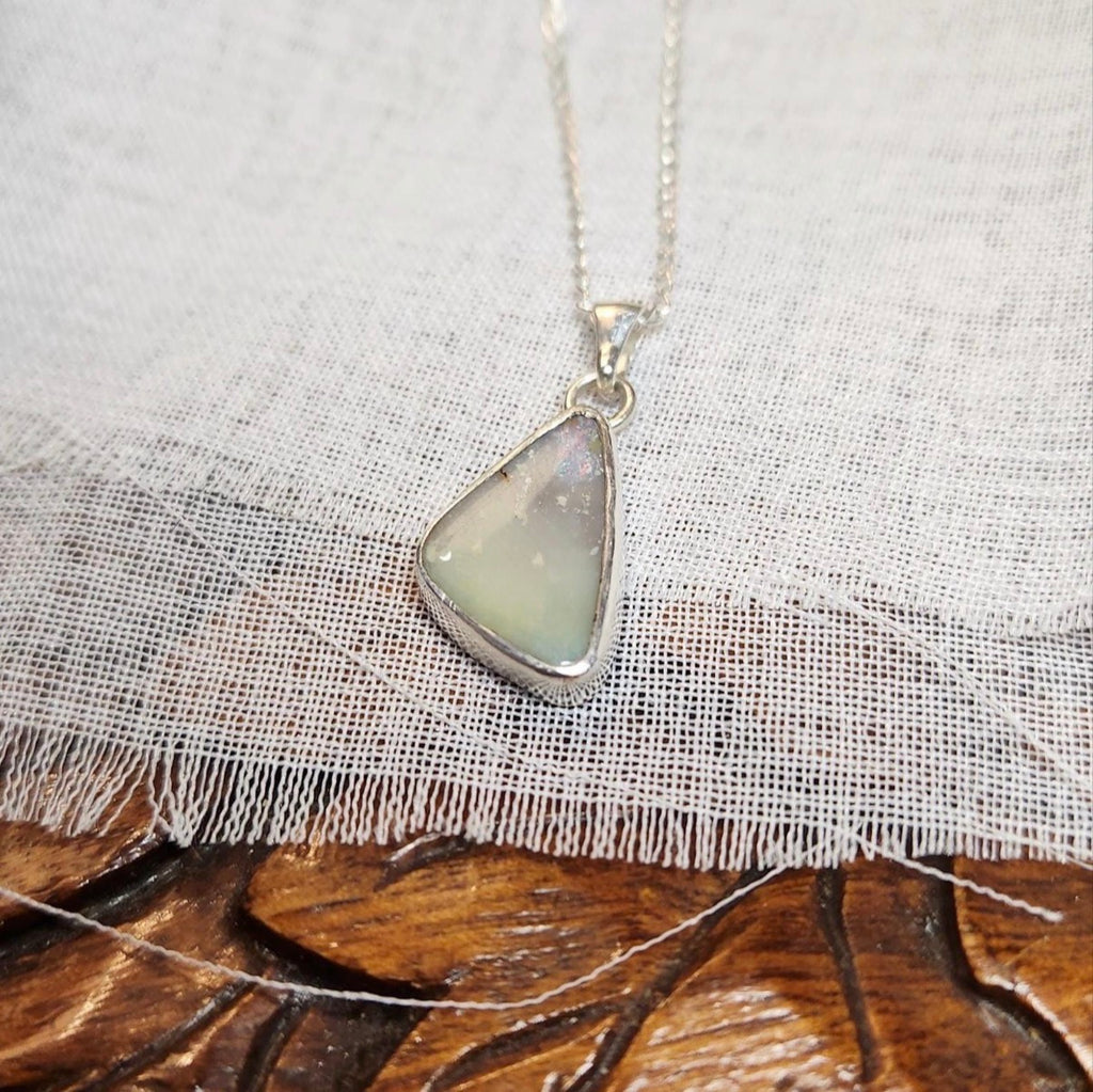 Solid Boulder Opal Necklace Pendant