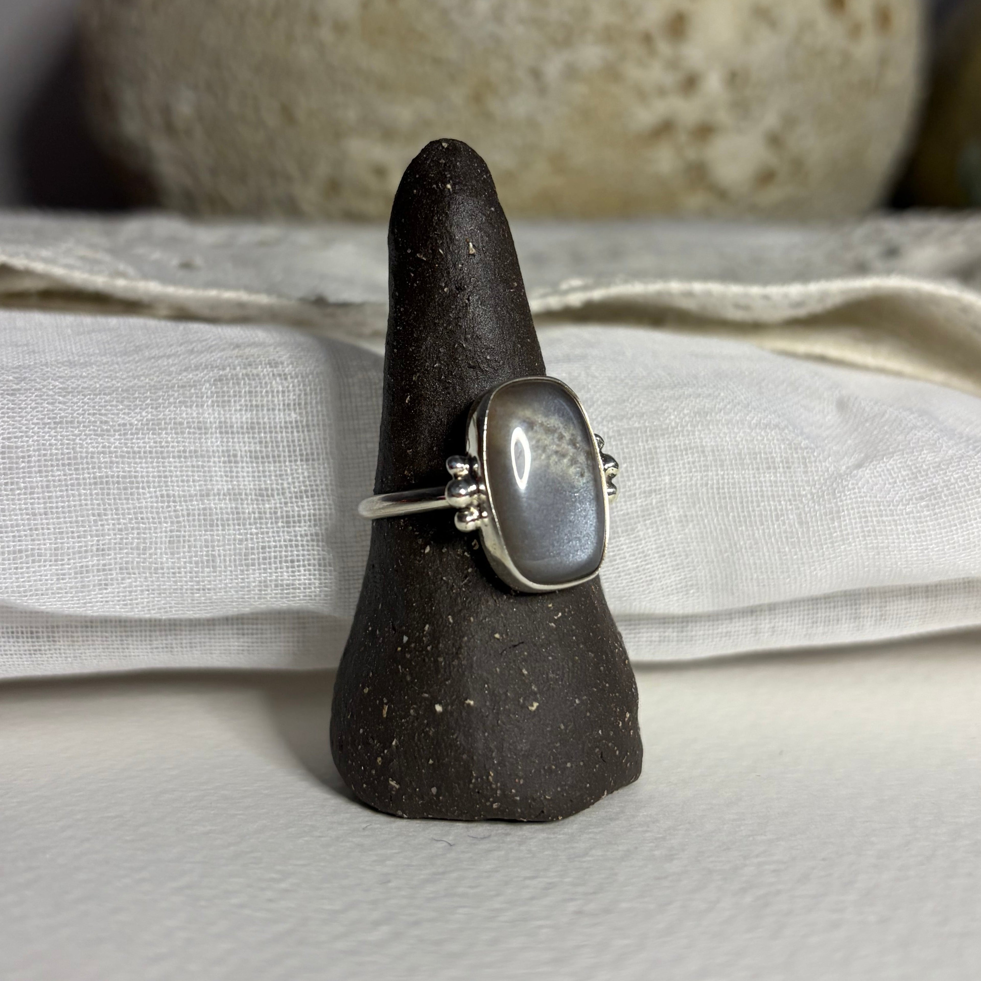 Grey Moonstone Statement Ring | Size 10.25 \ Size U