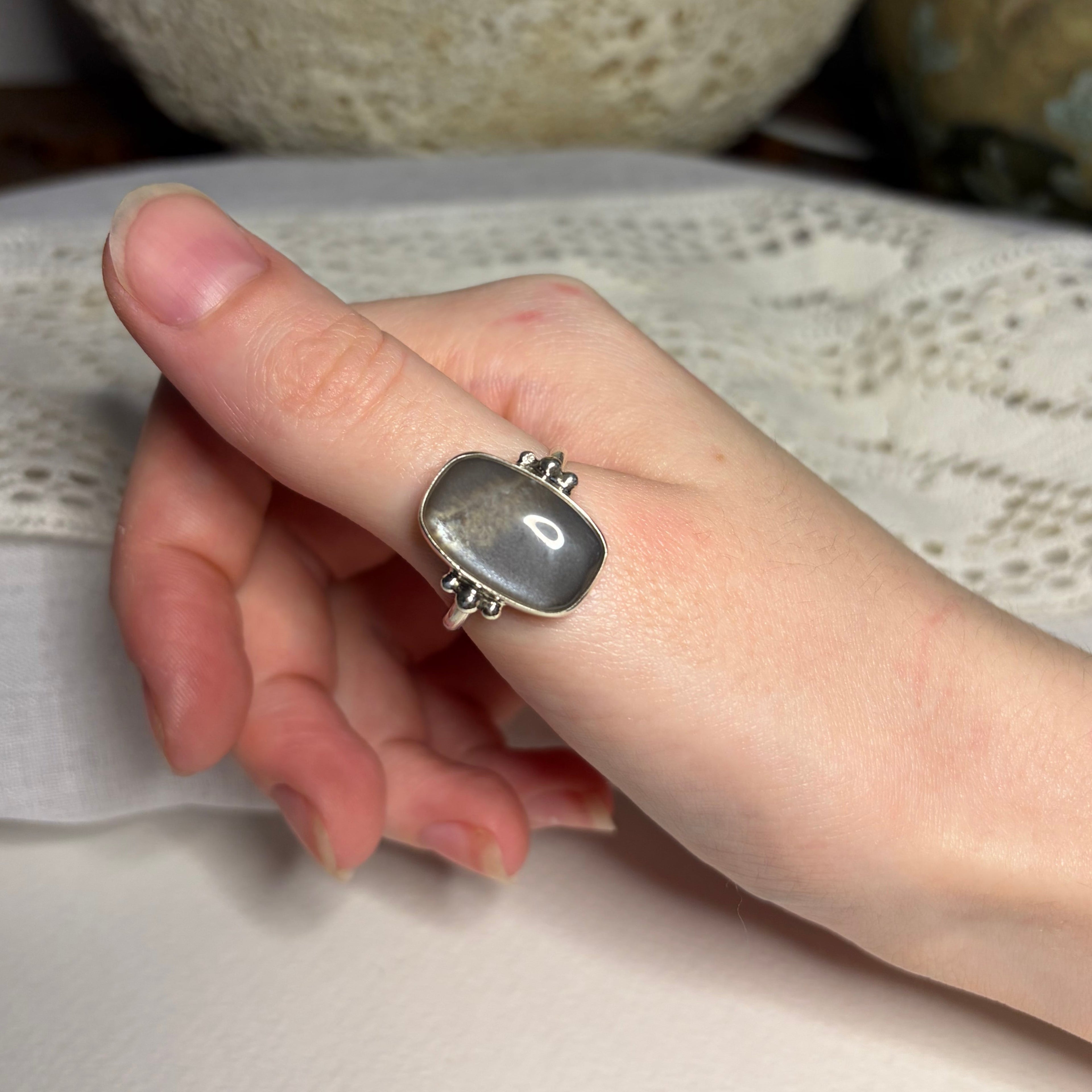 Grey Moonstone Statement Ring | Size 10.25 \ Size U